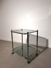 Vintage Chrome & Smoked Glass Bar Cart
