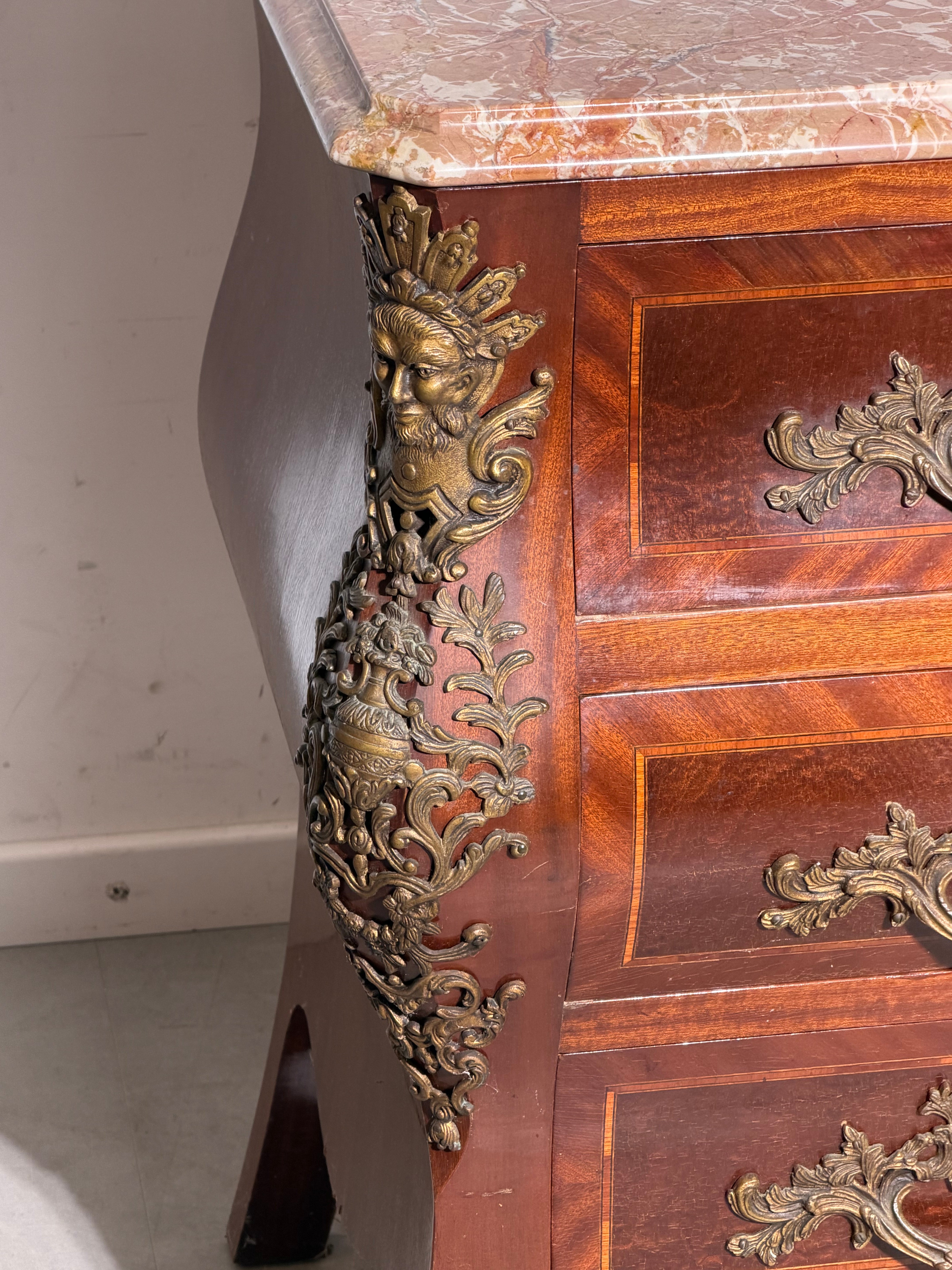 Antique Louis XV Style Marble Top Commode with Bronze Mounts