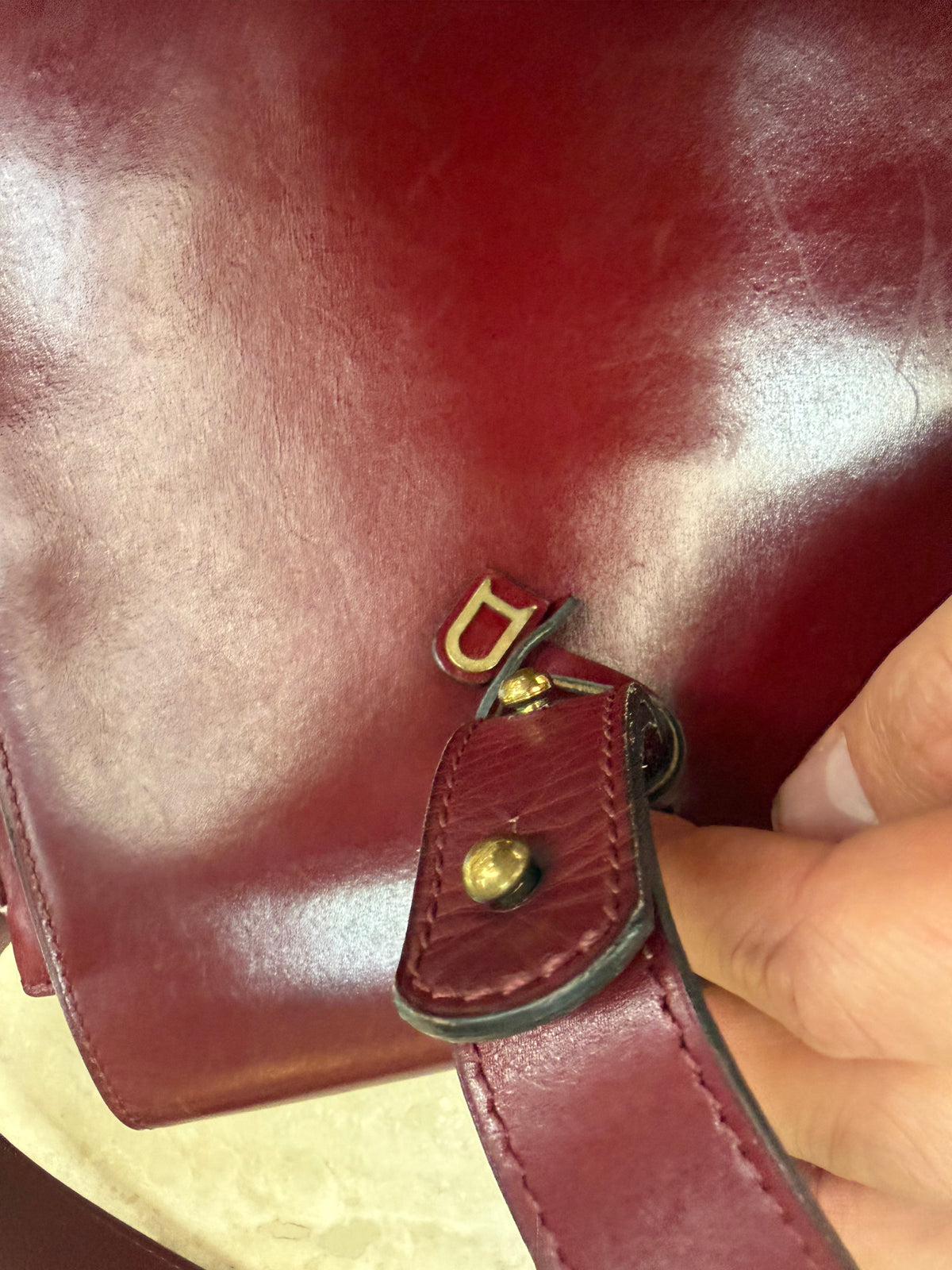 Vintage Delvaux Burgundy Leather Shoulder Bag – With Dust Bag & Certificate