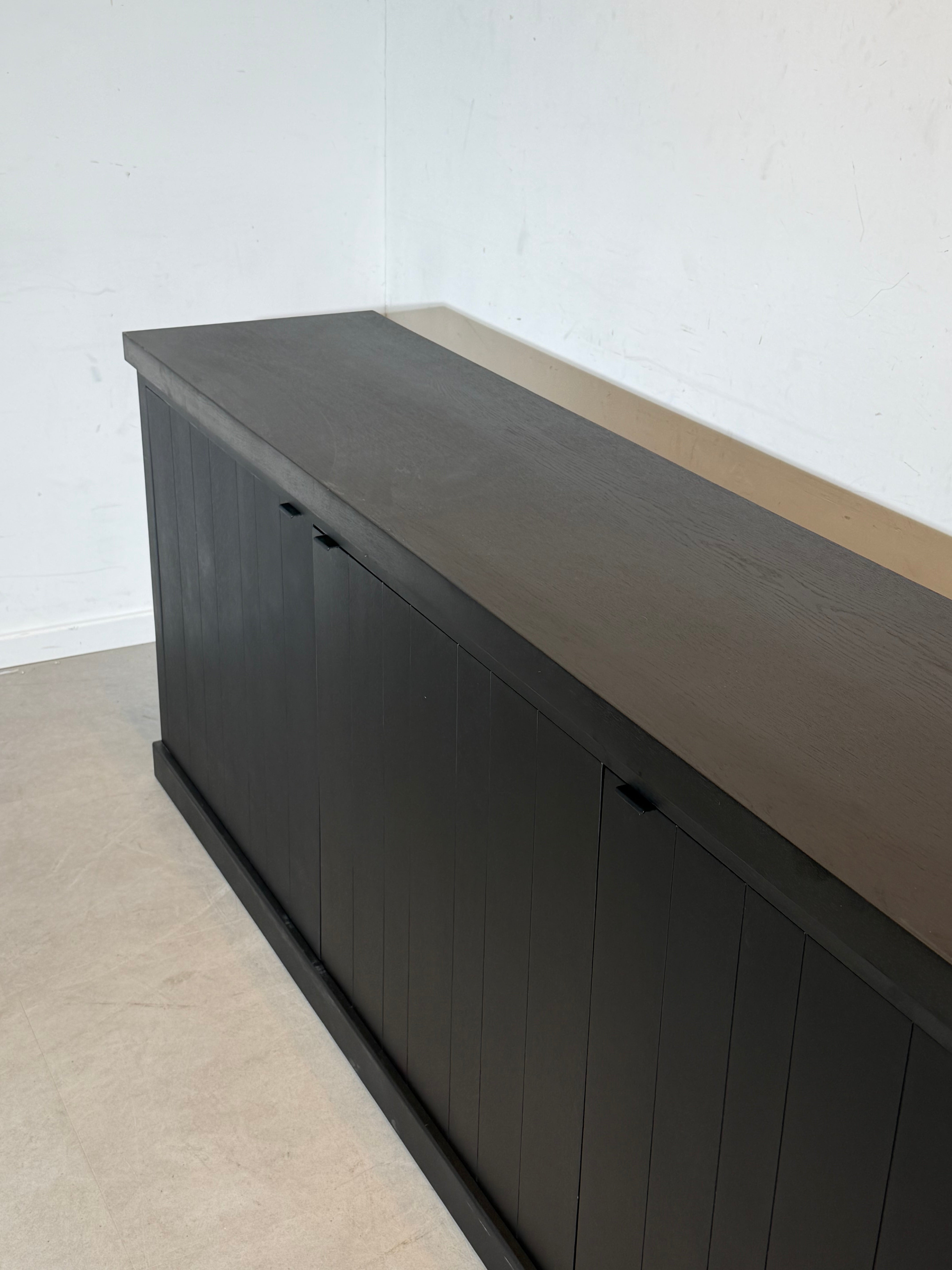 Black Wooden Sideboard XL – 238 cm | Modern Minimal Cabinet with Panel Doors