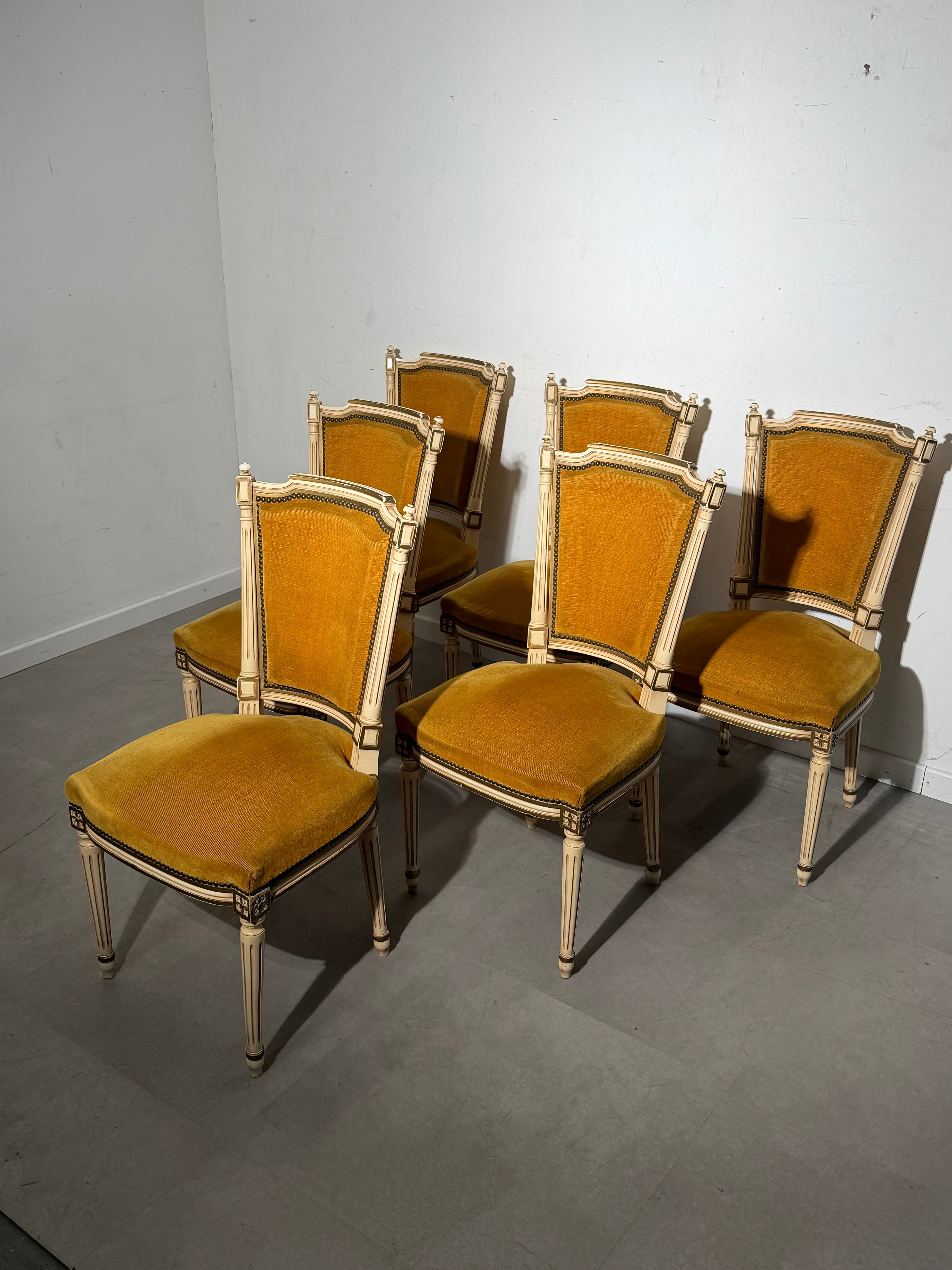 Set of 6 Louis XVI Style Dining Chairs by JP Ehalt – Vintage Upholstered Chairs