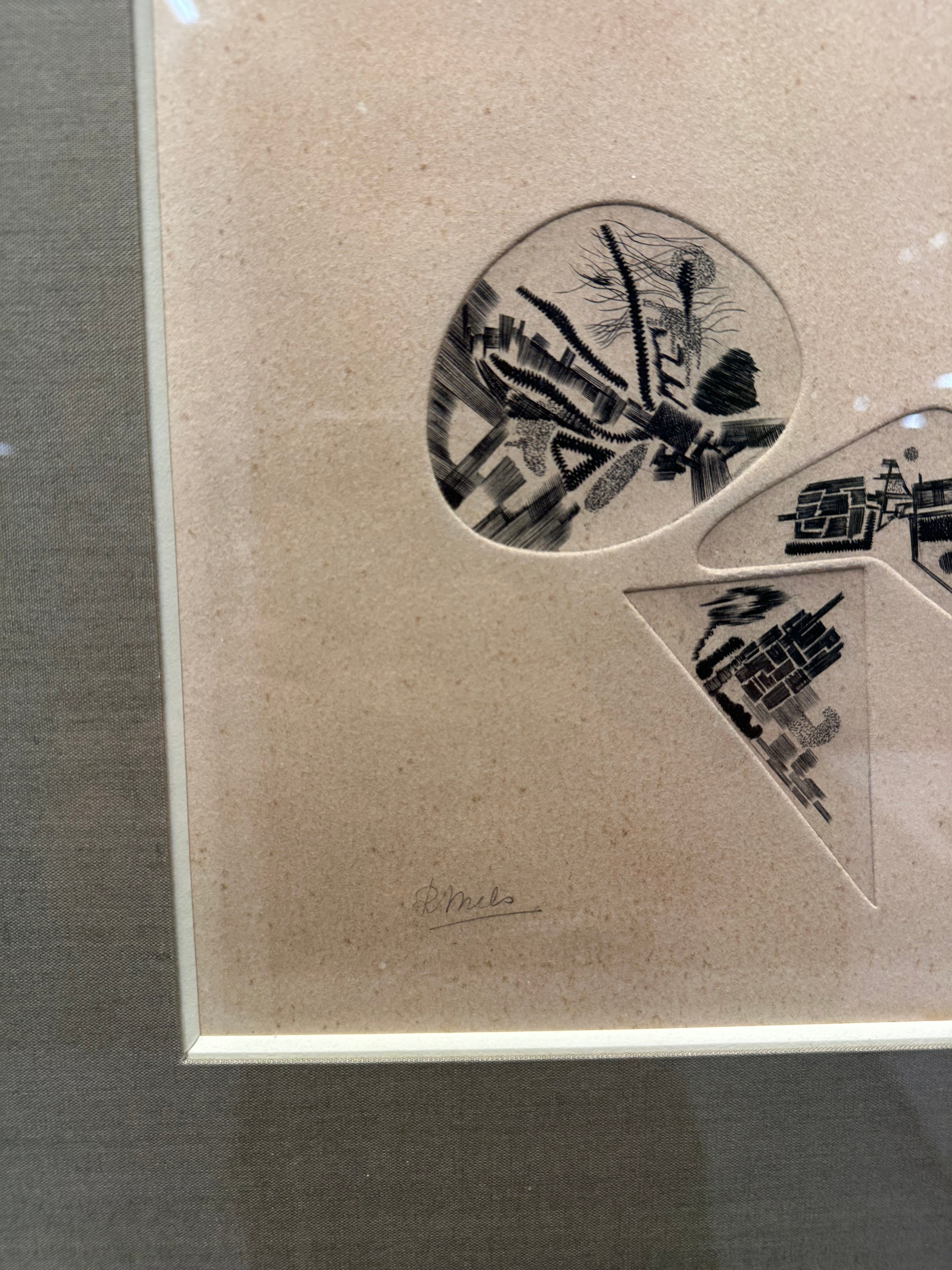 René Mels – Abstract Etching – Signed