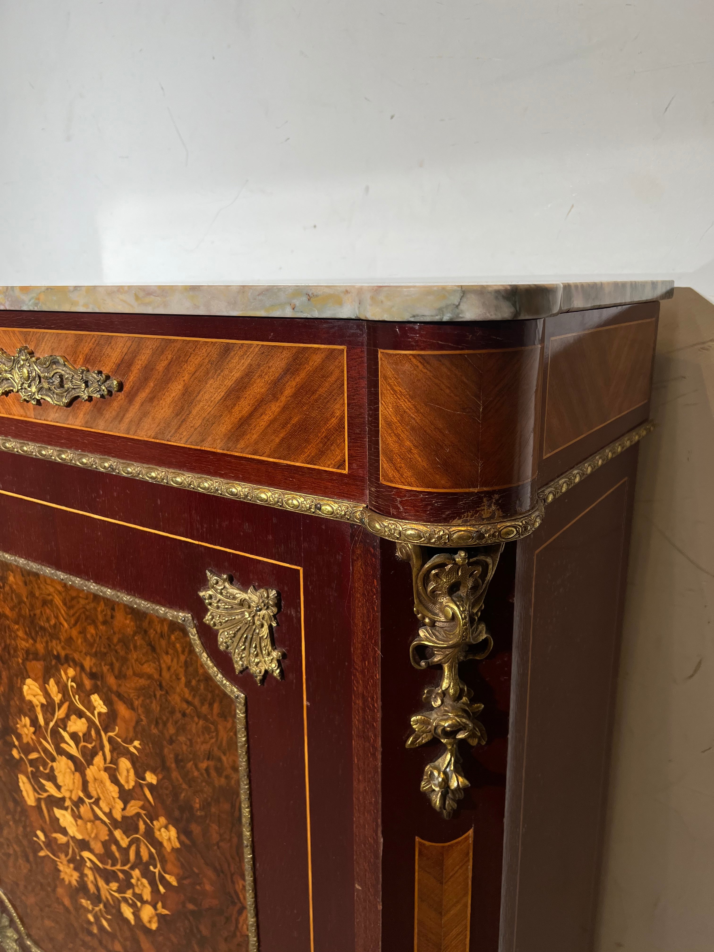 Marquetry Cabinet with Marble Top