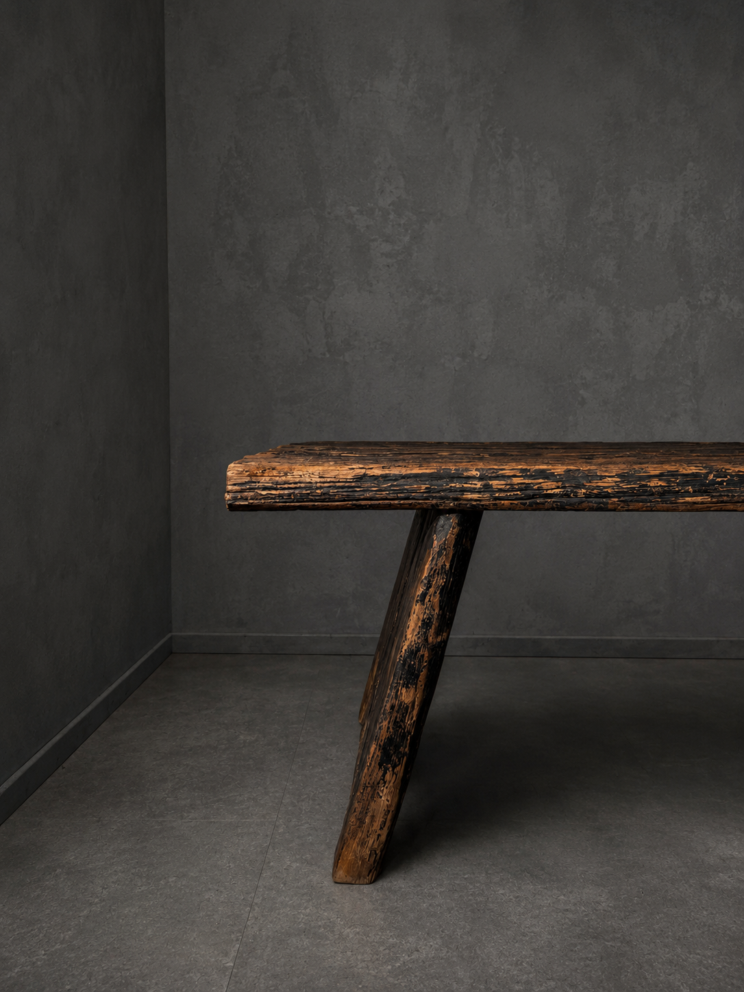 Large Rustic Brutalist Dining Table – Solid Wood – 240 cm