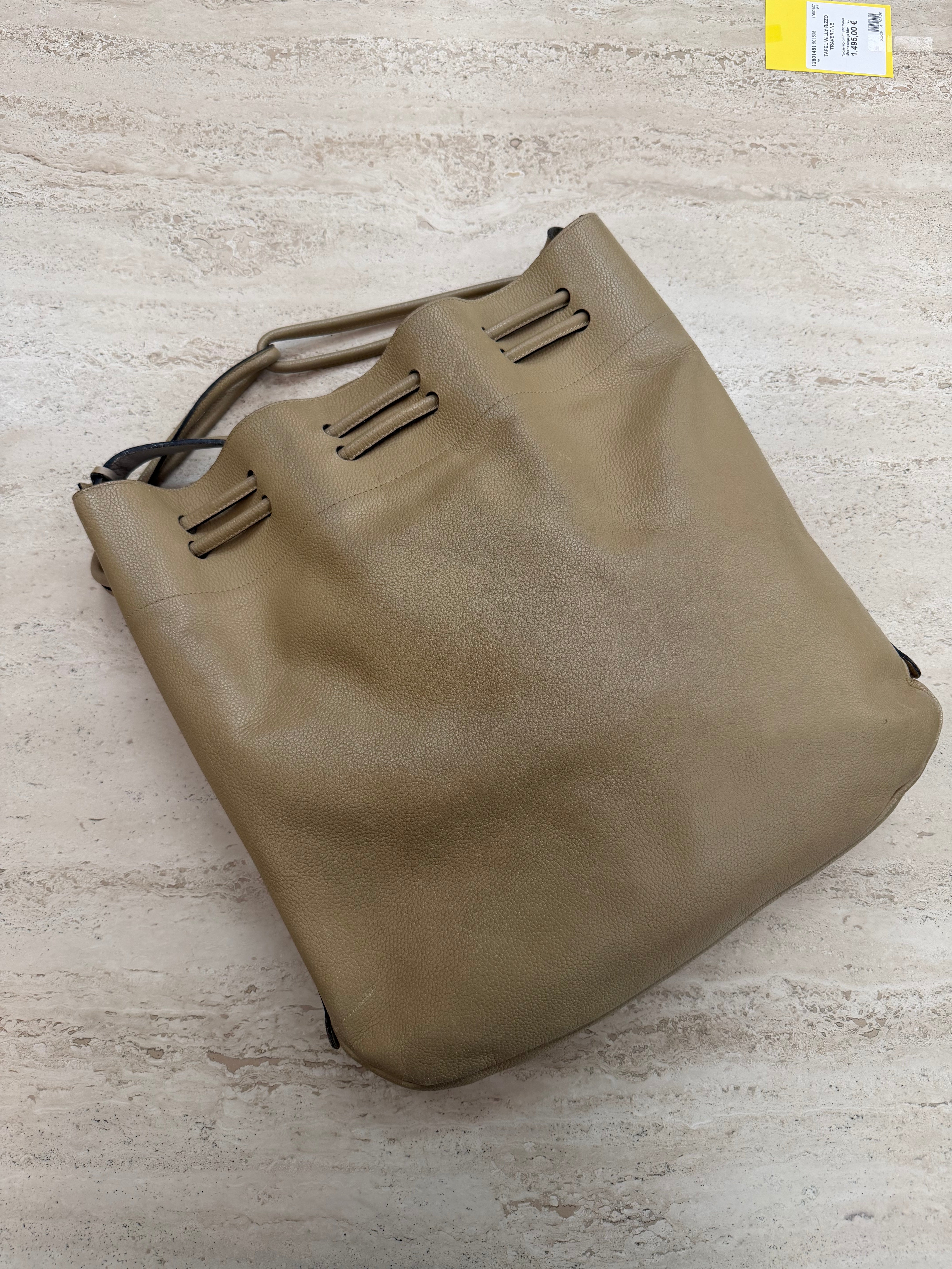 Delvaux Beige Leather Bucket Shoulder Bag