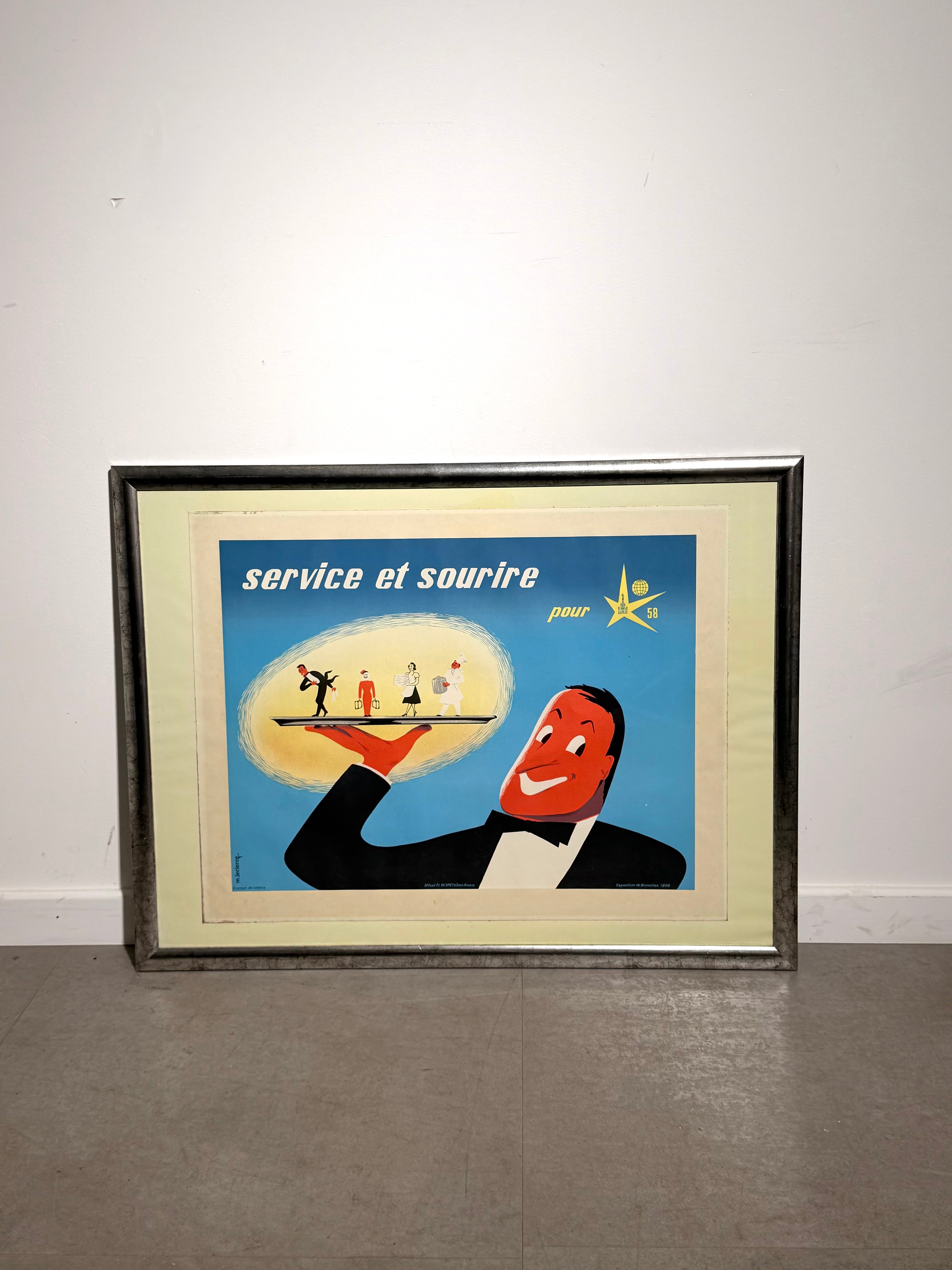 Original Expo 58 Poster “Service et Sourire” by M. Leclercq (1958)