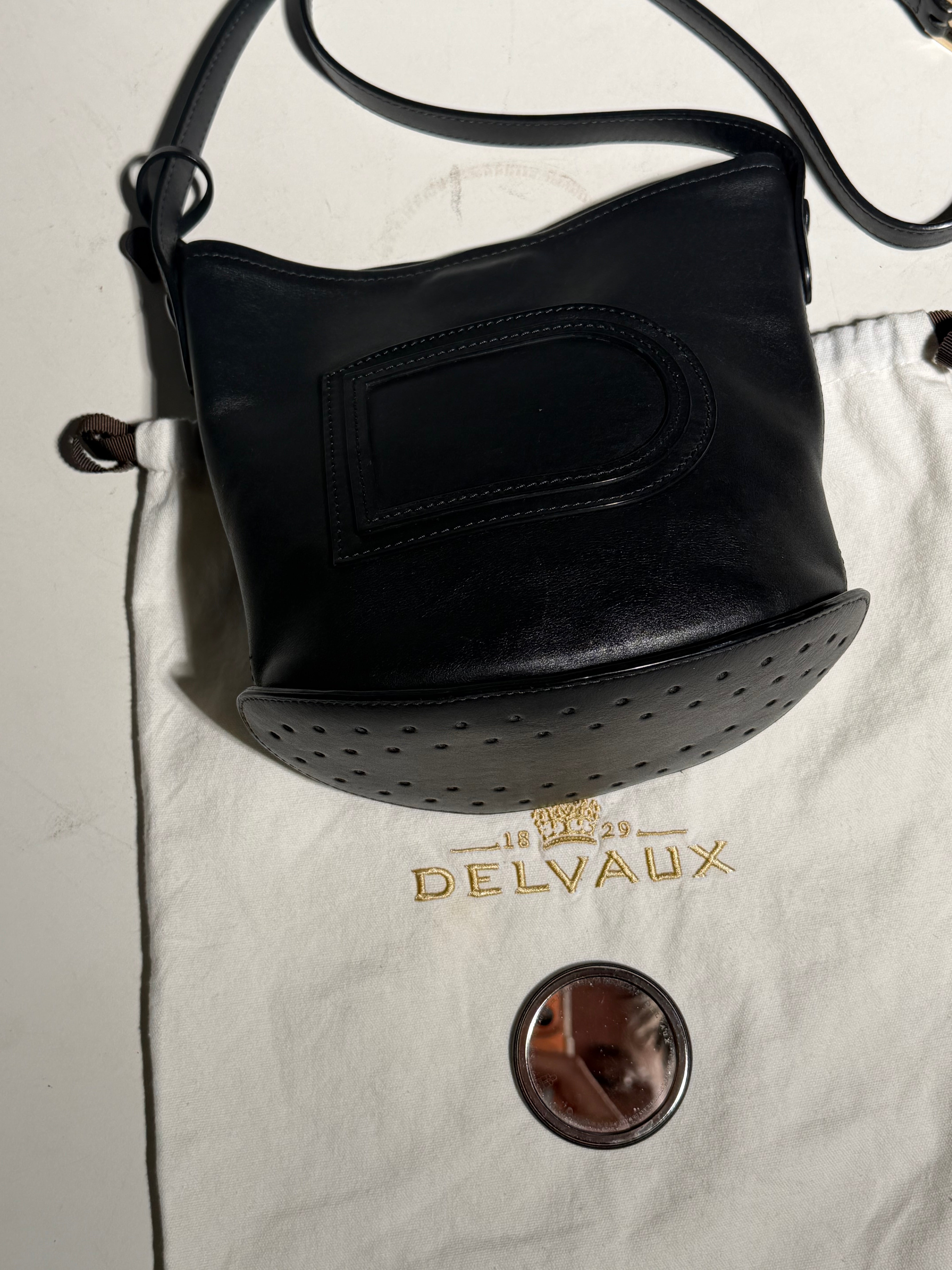 Delvaux Le Pin Mini Black Leather Bag with Dustbag and Mirror