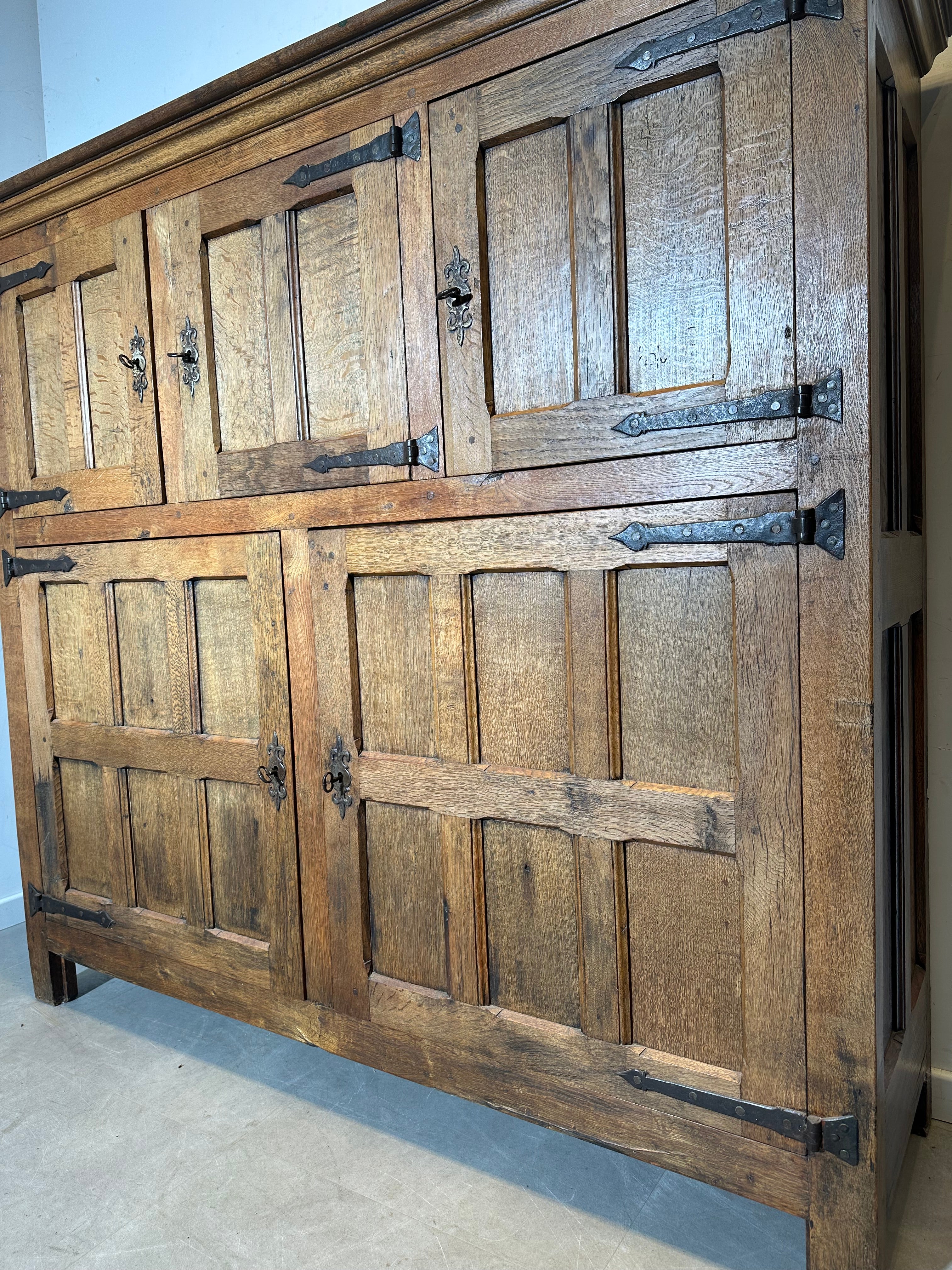 Antique Rustic Oak Cabinet Brutalist