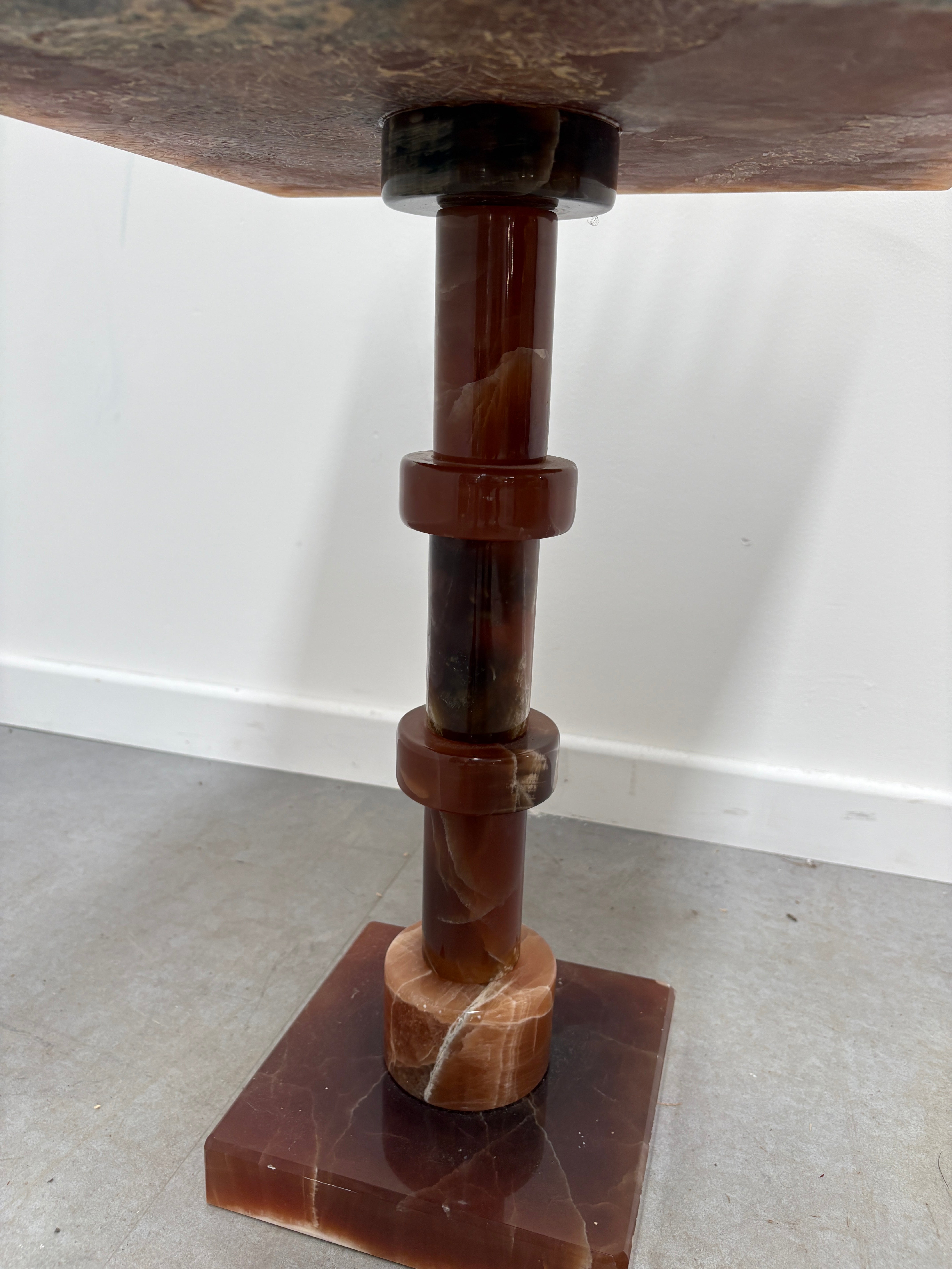 Vintage Marble Chess Set on Marble Pedestal Stand