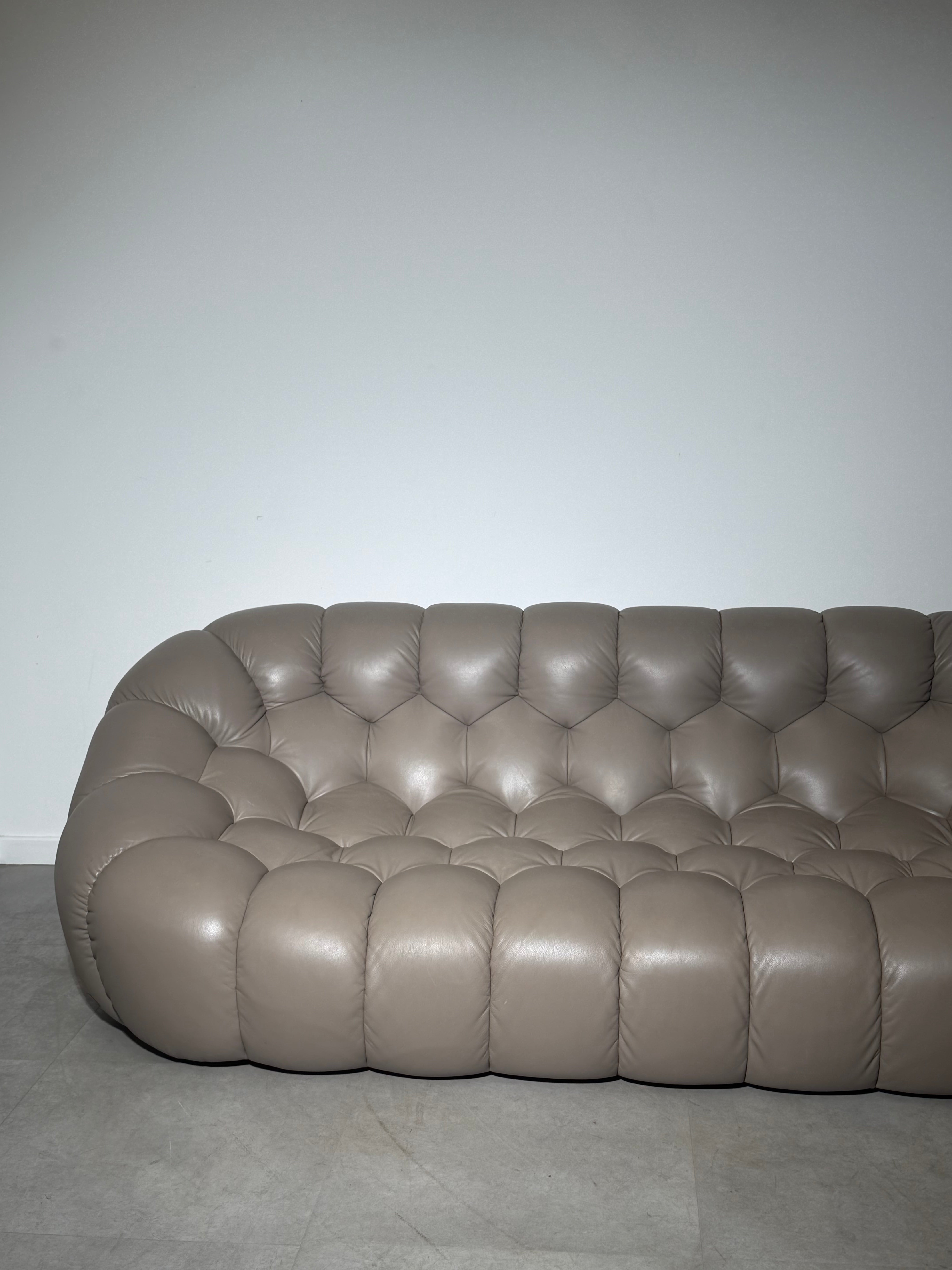 Roche Bobois Bubble Sofa – Limited Edition Taupe Leather by Sacha Lakic