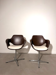 Vintage Leather Swivel Lounge Chair