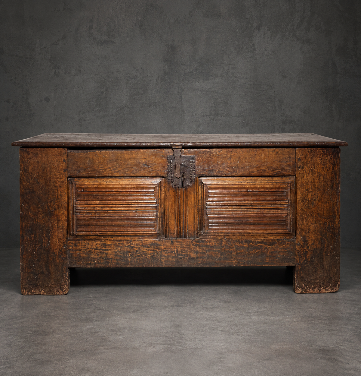18th Century Large Antique Wooden Trunk – Rustic Handcrafted