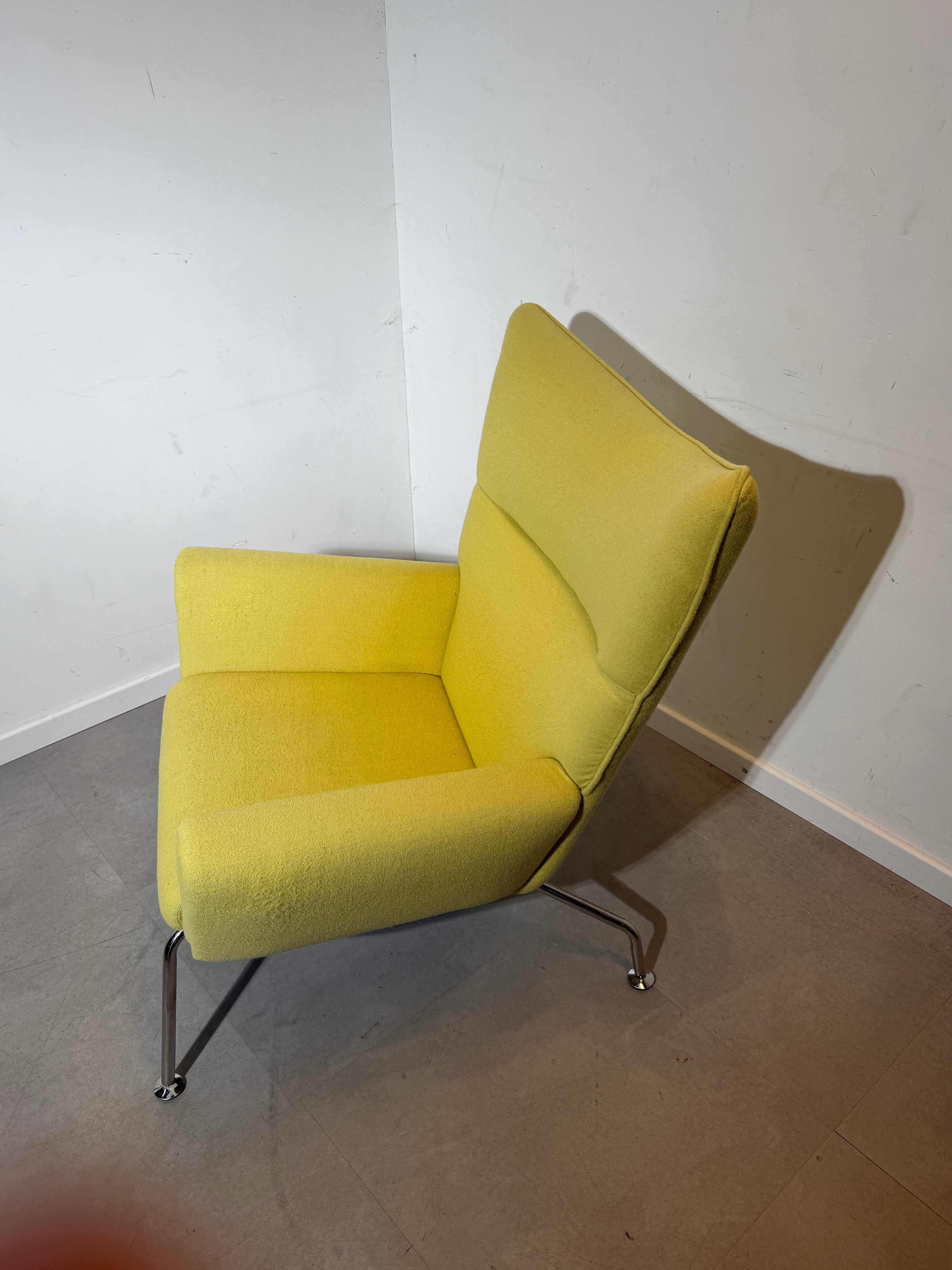 High-Back Lounge Chair in Fresh Yellow Fabric