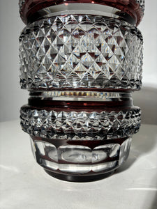 Large Crystal Val Saint Lambert Aubergine Vase