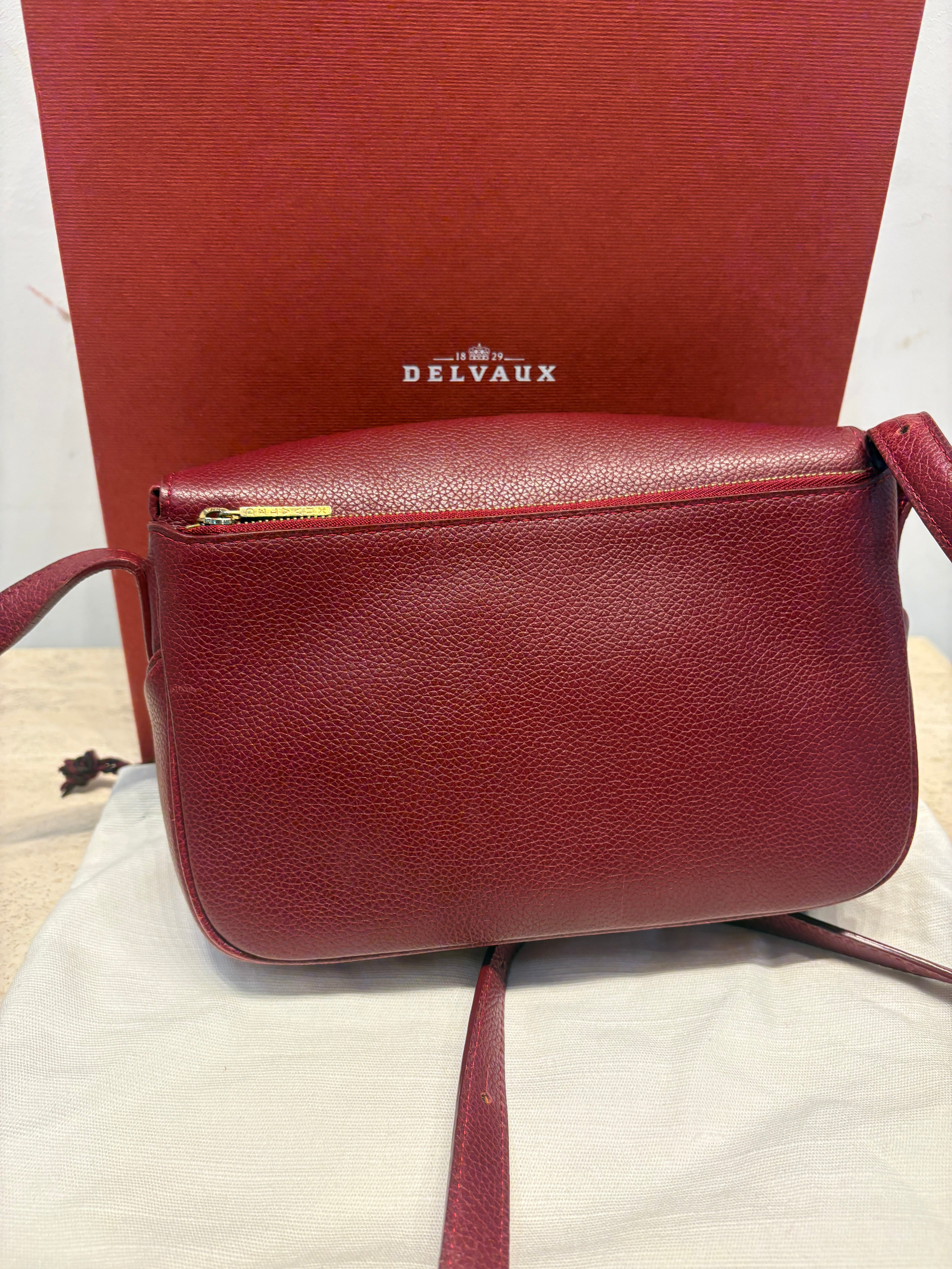 Delvaux Macao Crossbody Bag – Burgundy Leather