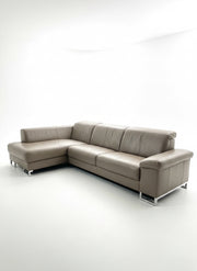 Large Leather Corner Sofa – Taupe