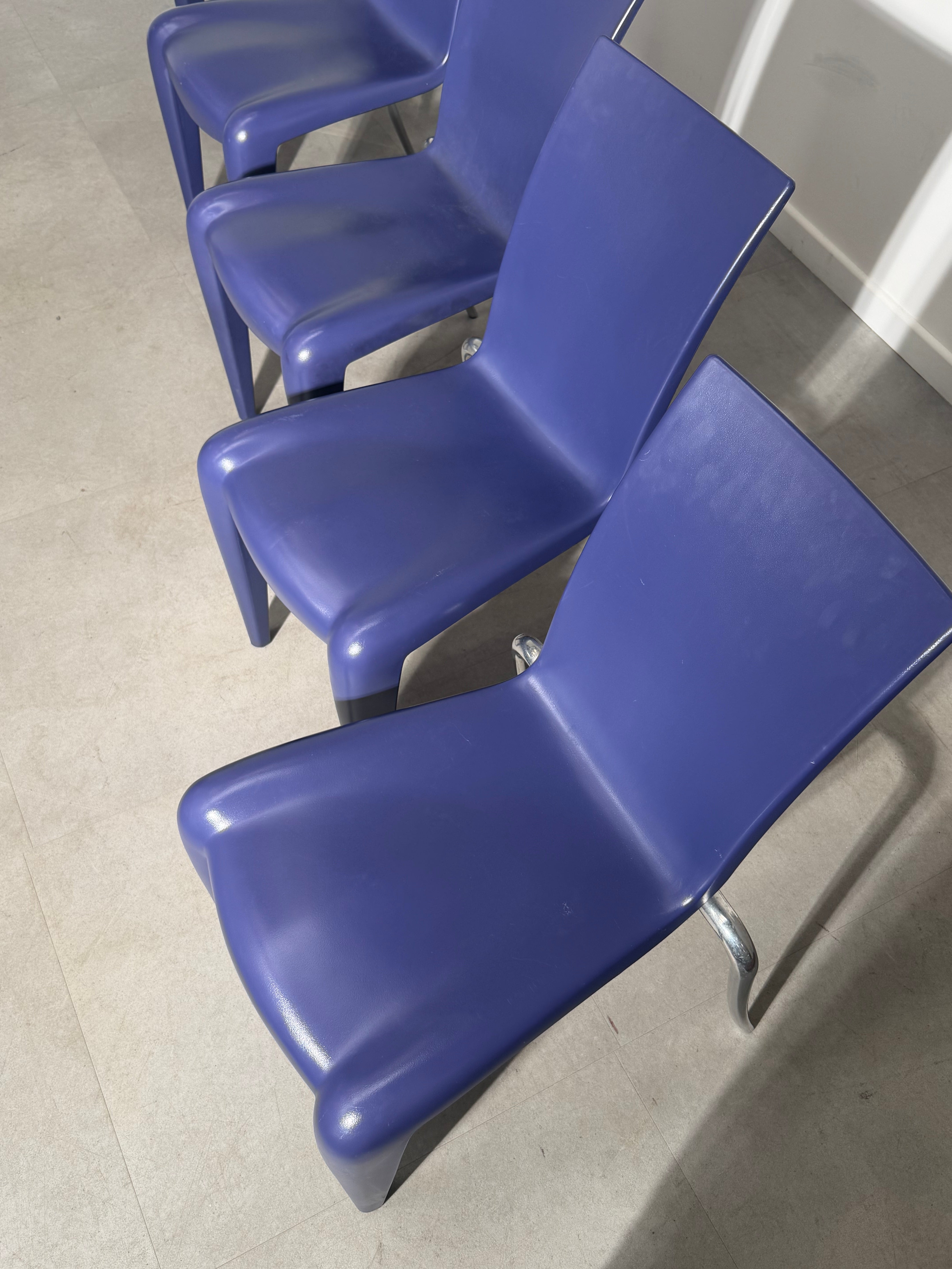 Set of 6 Louis 20 Dining Chairs by Philippe Starck for Vitra – Blue / Mauve