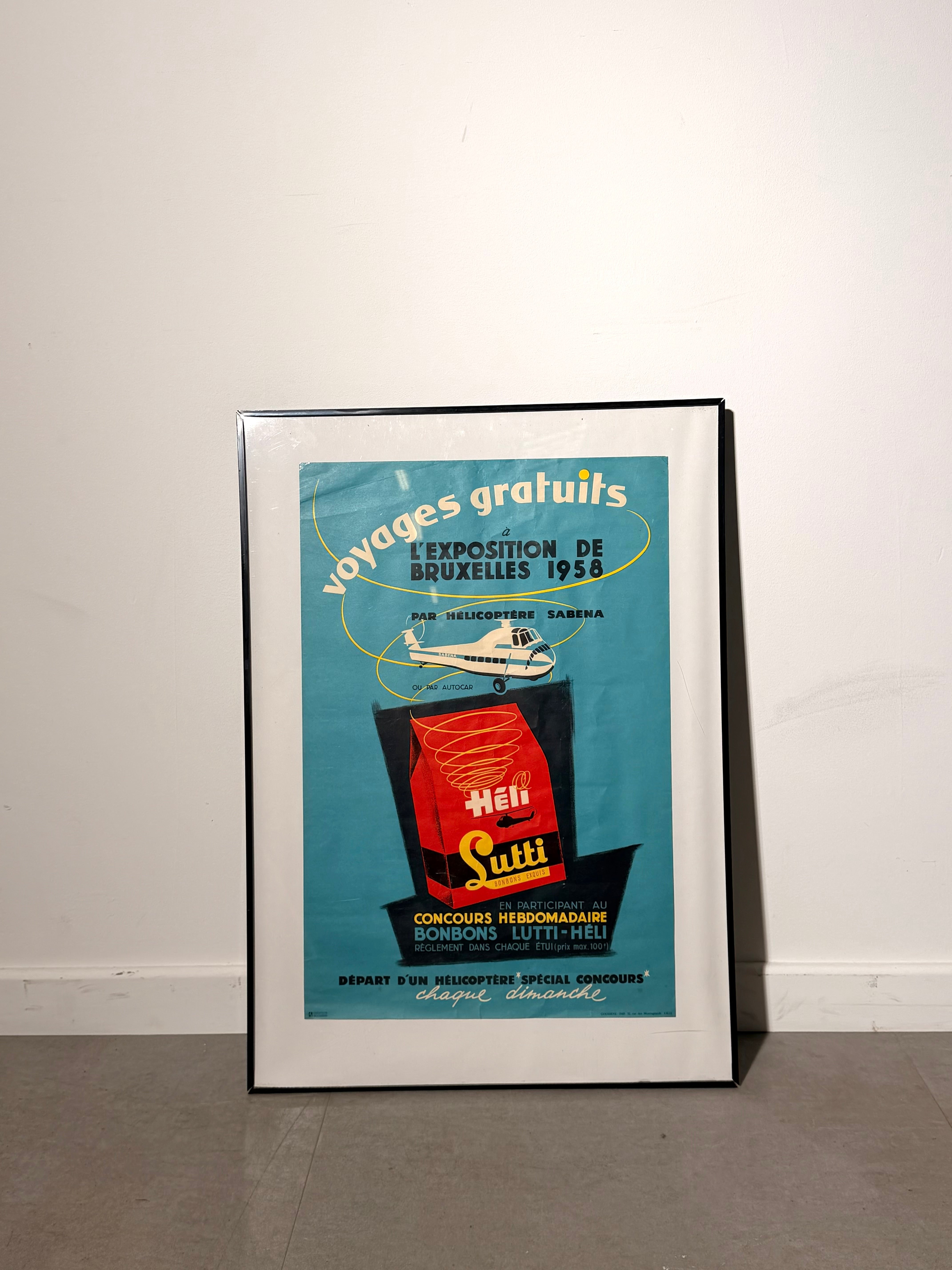 Original Expo 58 “Voyages Gratuits” Sabena Advertising Poster