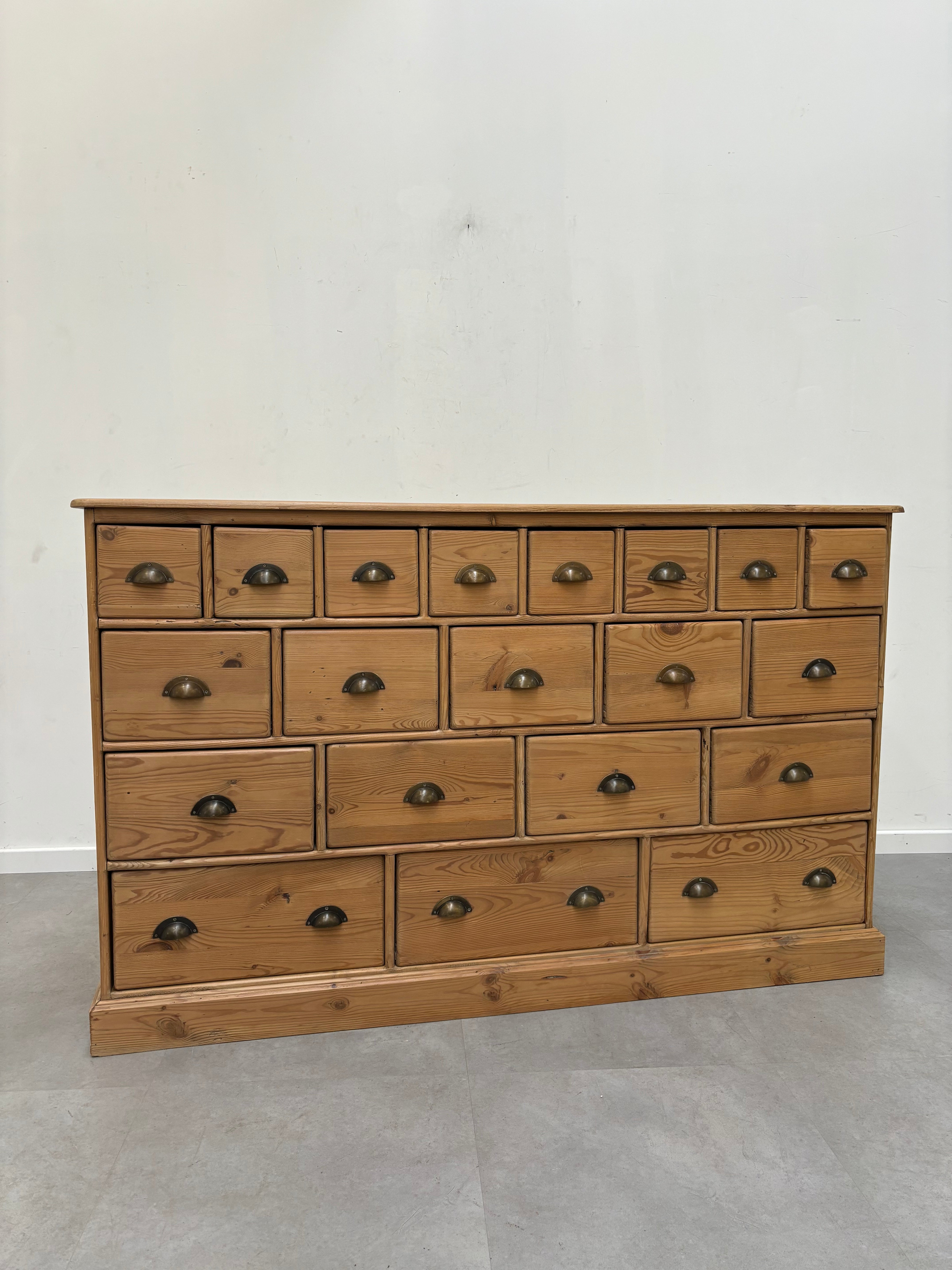 Antique pitch pine apothecary cabinet