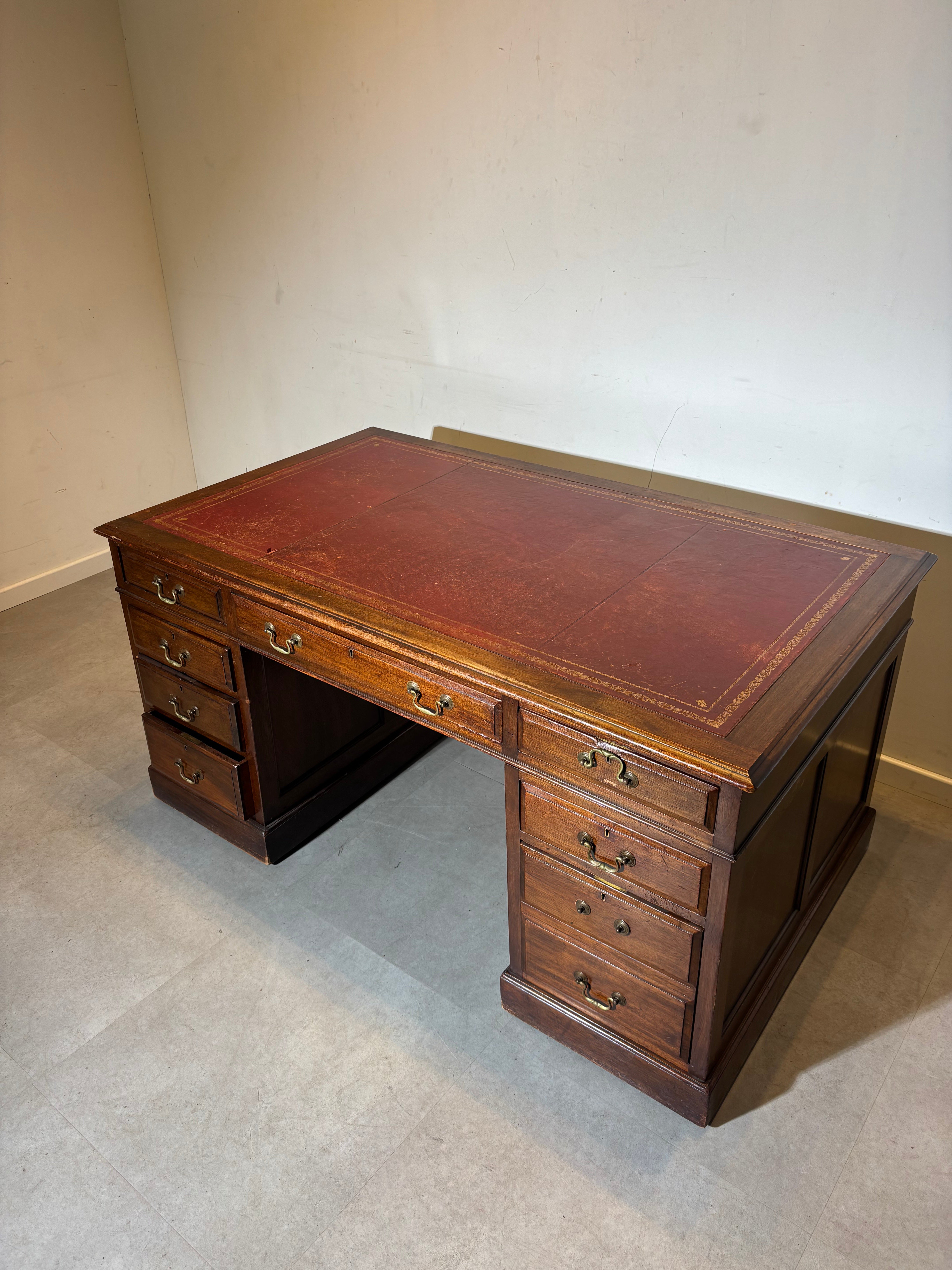 Antique Desk With Leather Surface