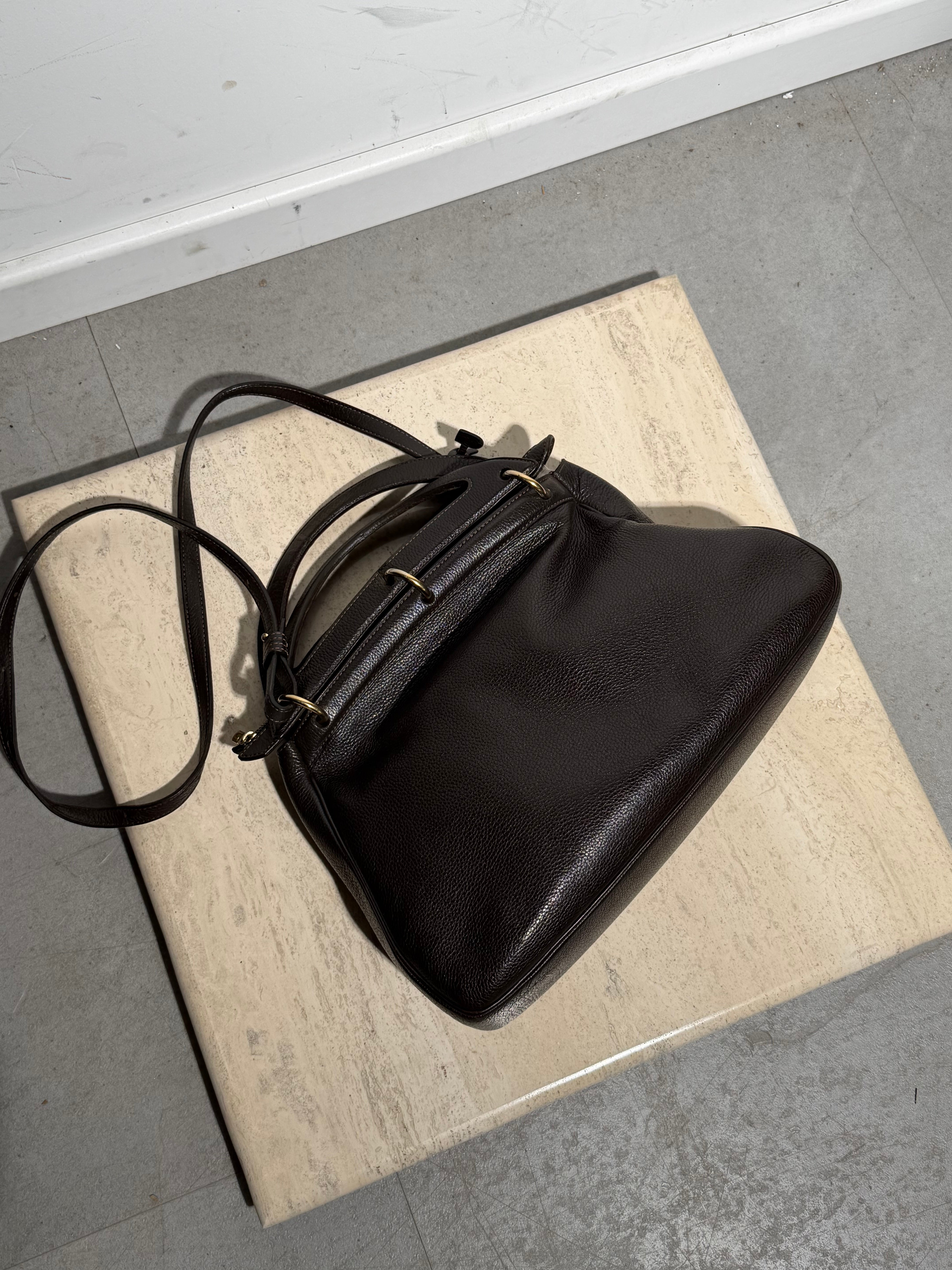 Delvaux “Mango” schoudertas – donkerbruin leer