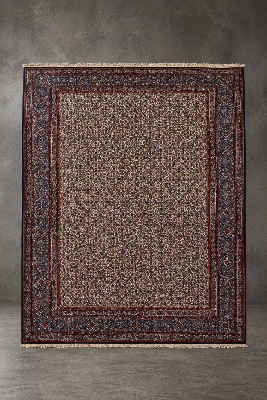 Vintage Hand-Knotted Persian Mud Rug – 357 × 255 cm