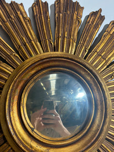 Vintage sunburst convex mirror