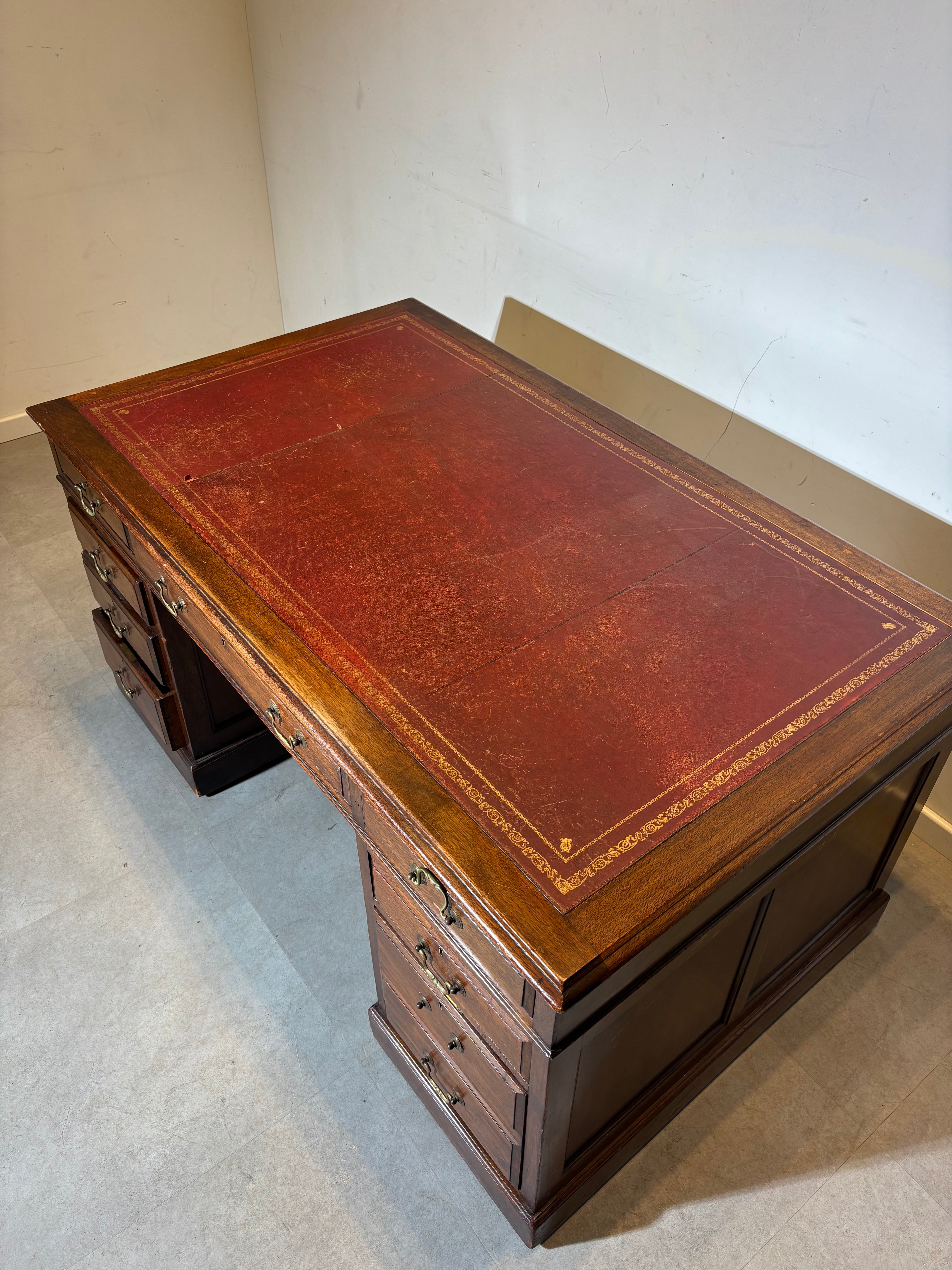 Antique Desk With Leather Surface