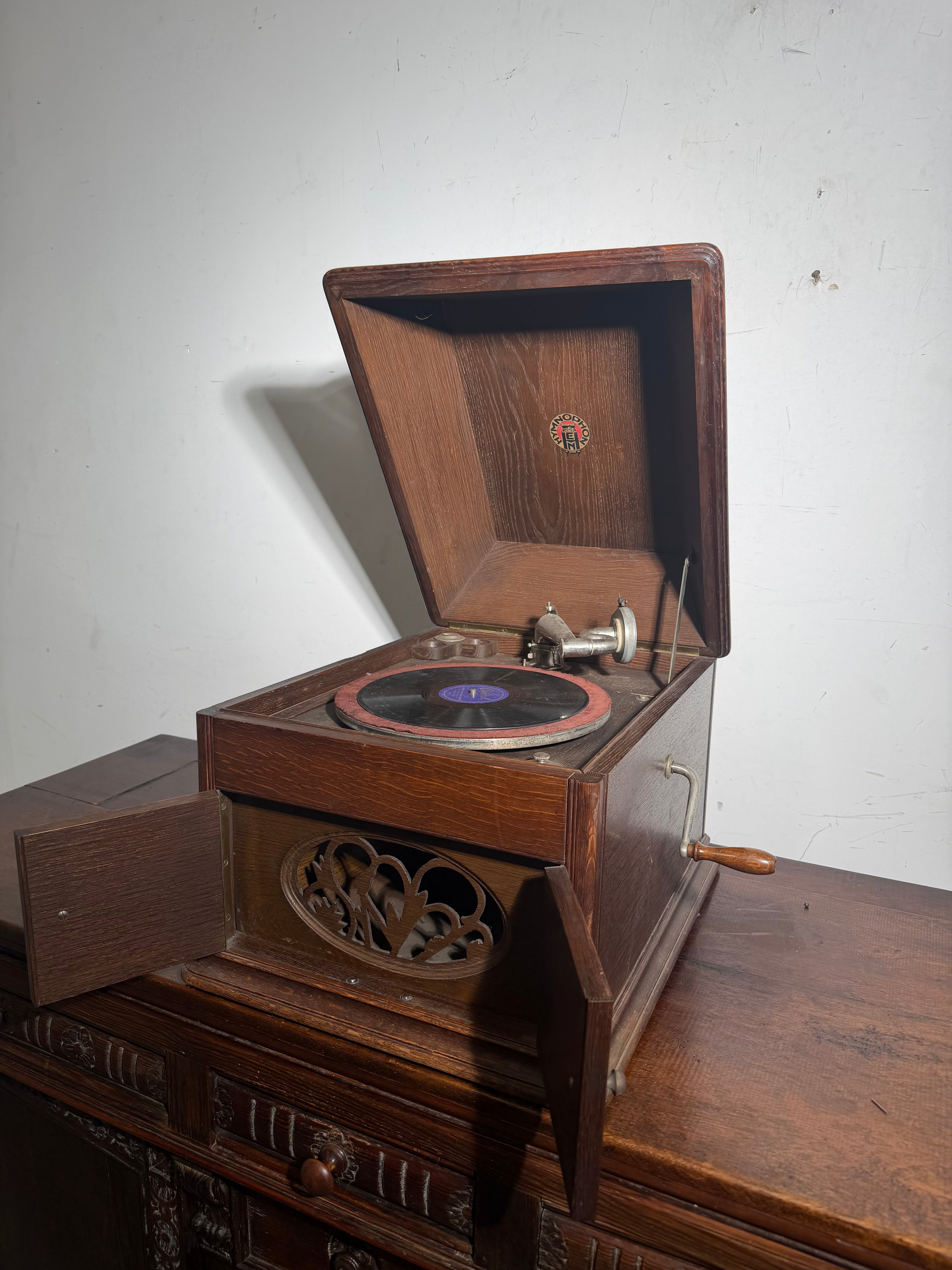 Hymnophon Antique Gramophone in Oak Case – Early 20th Century