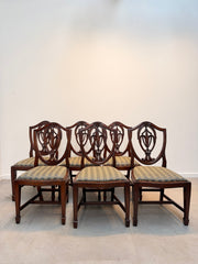 Set of 6 Antique Mahogany Shield Back Dining Chairs