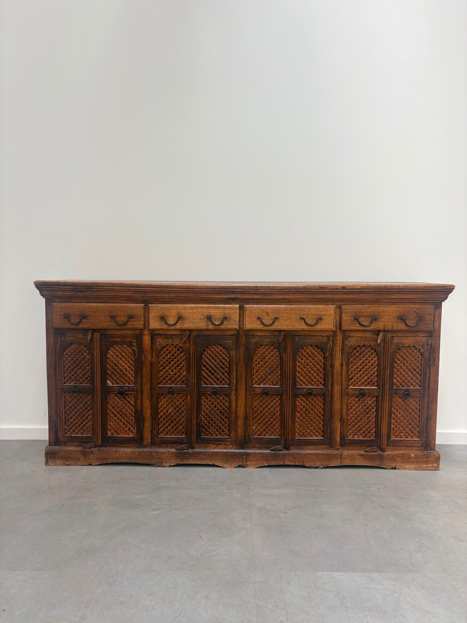 Antique Indian Sideboard with Lattice Doors