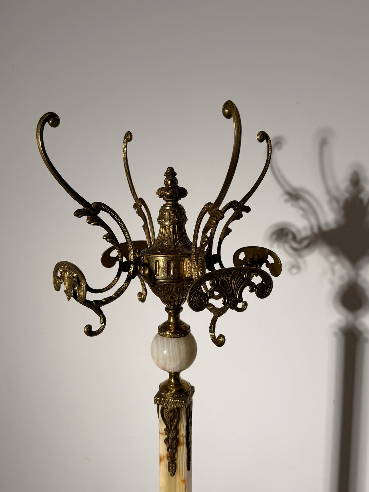 Ornate Brass & Onyx Hall Stand