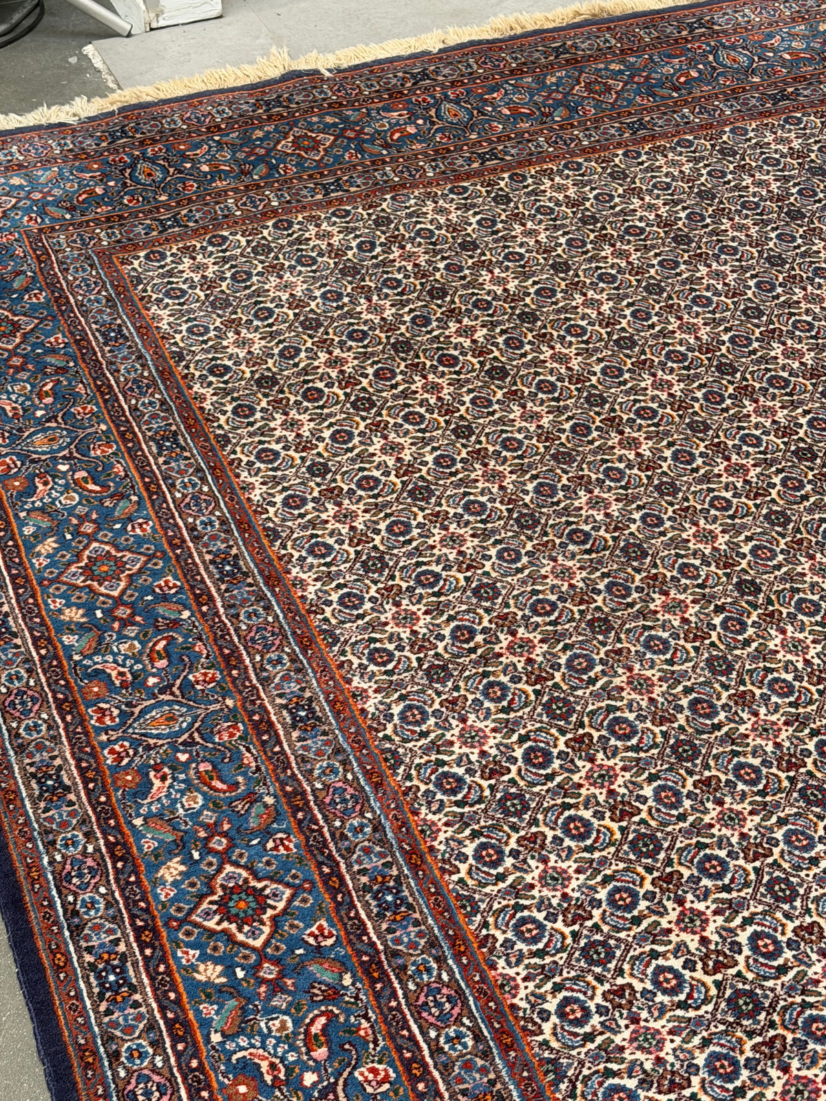 Vintage Hand-Knotted Persian Mud Rug – 357 × 255 cm