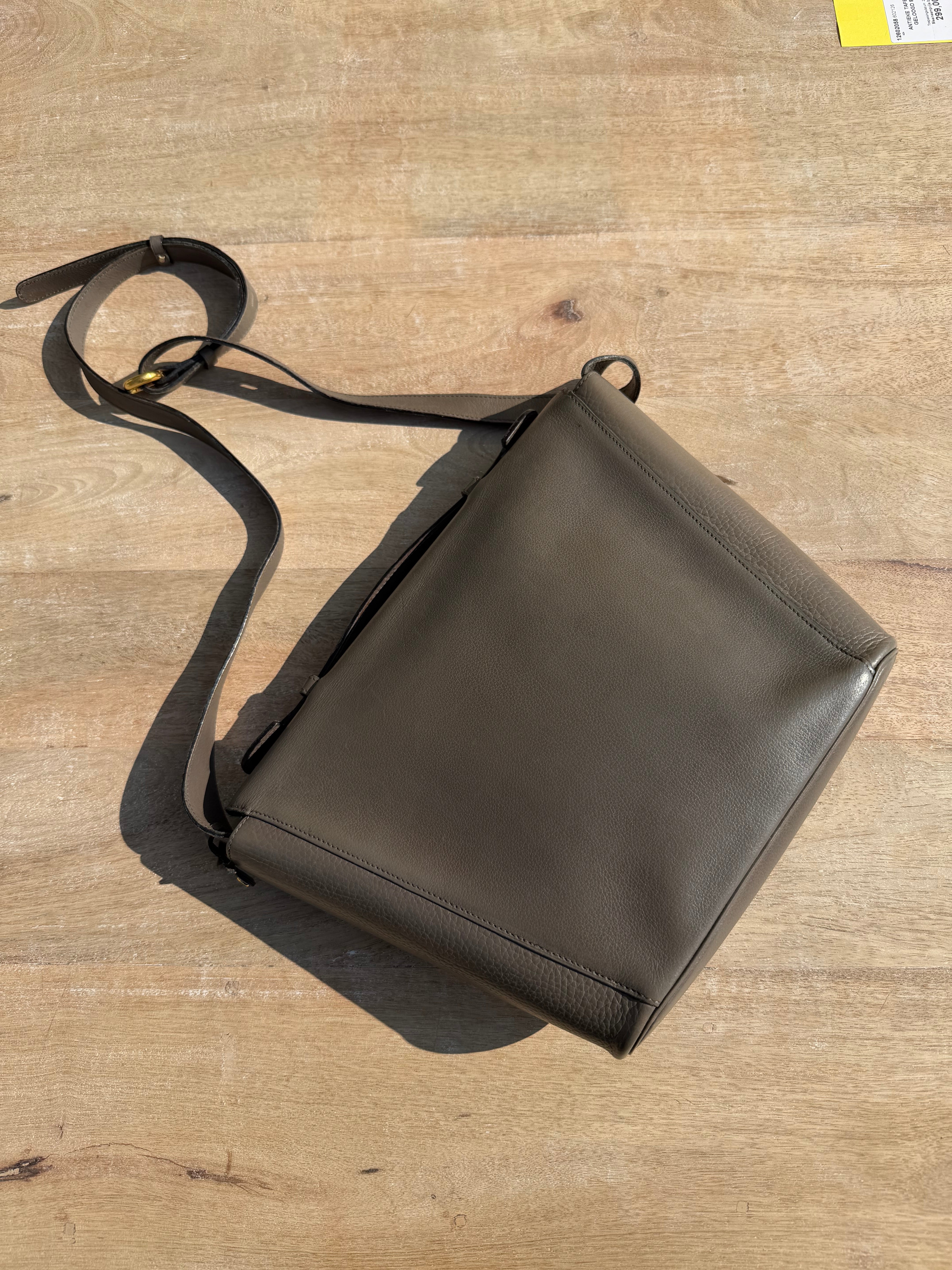 Delvaux Taupe Leather Crossbody Bag – Timeless Elegance – 25 x 33 cm