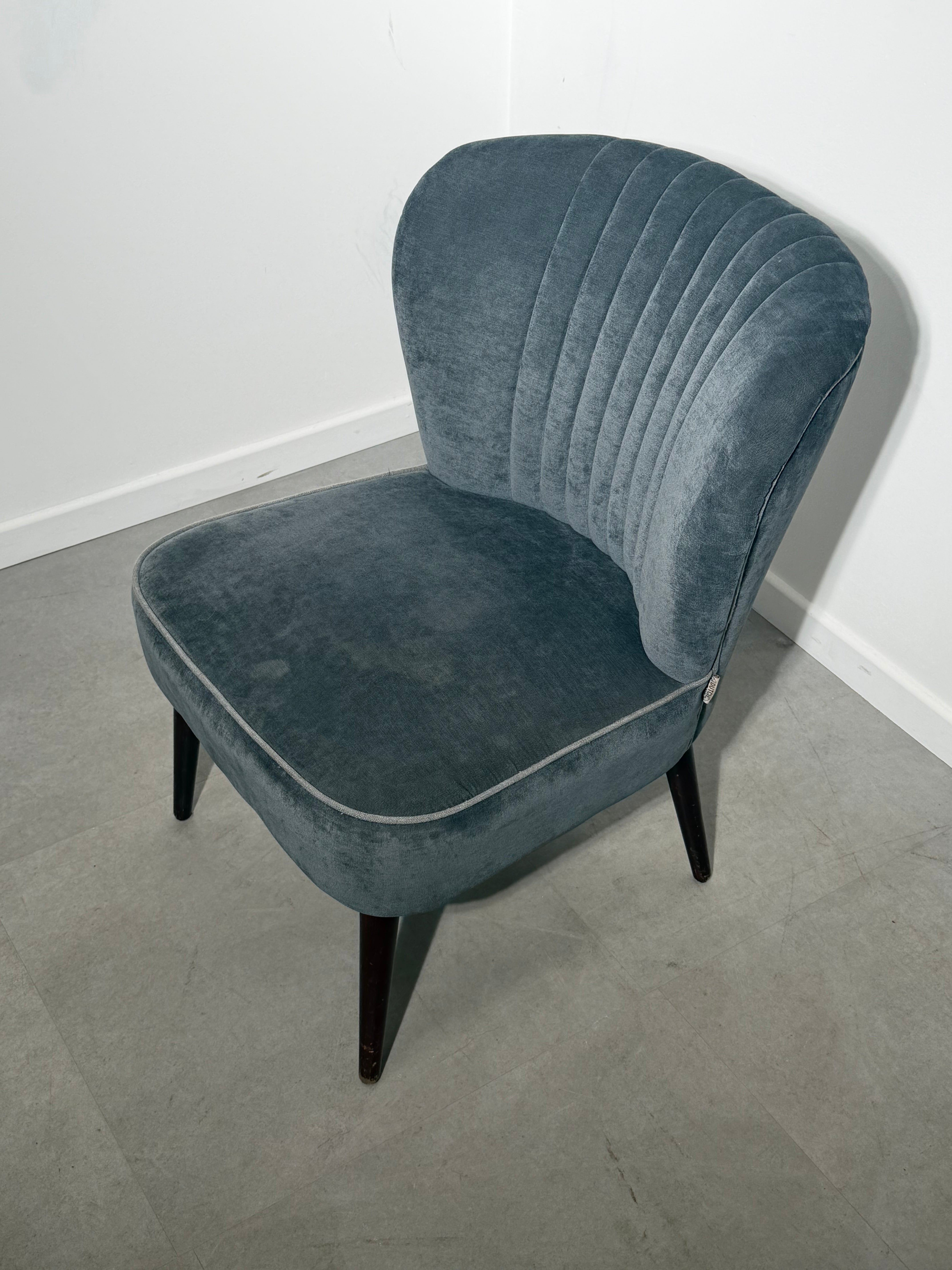 Dutchbone Velvet Cocktail Chair in Blue-Grey Upholstery