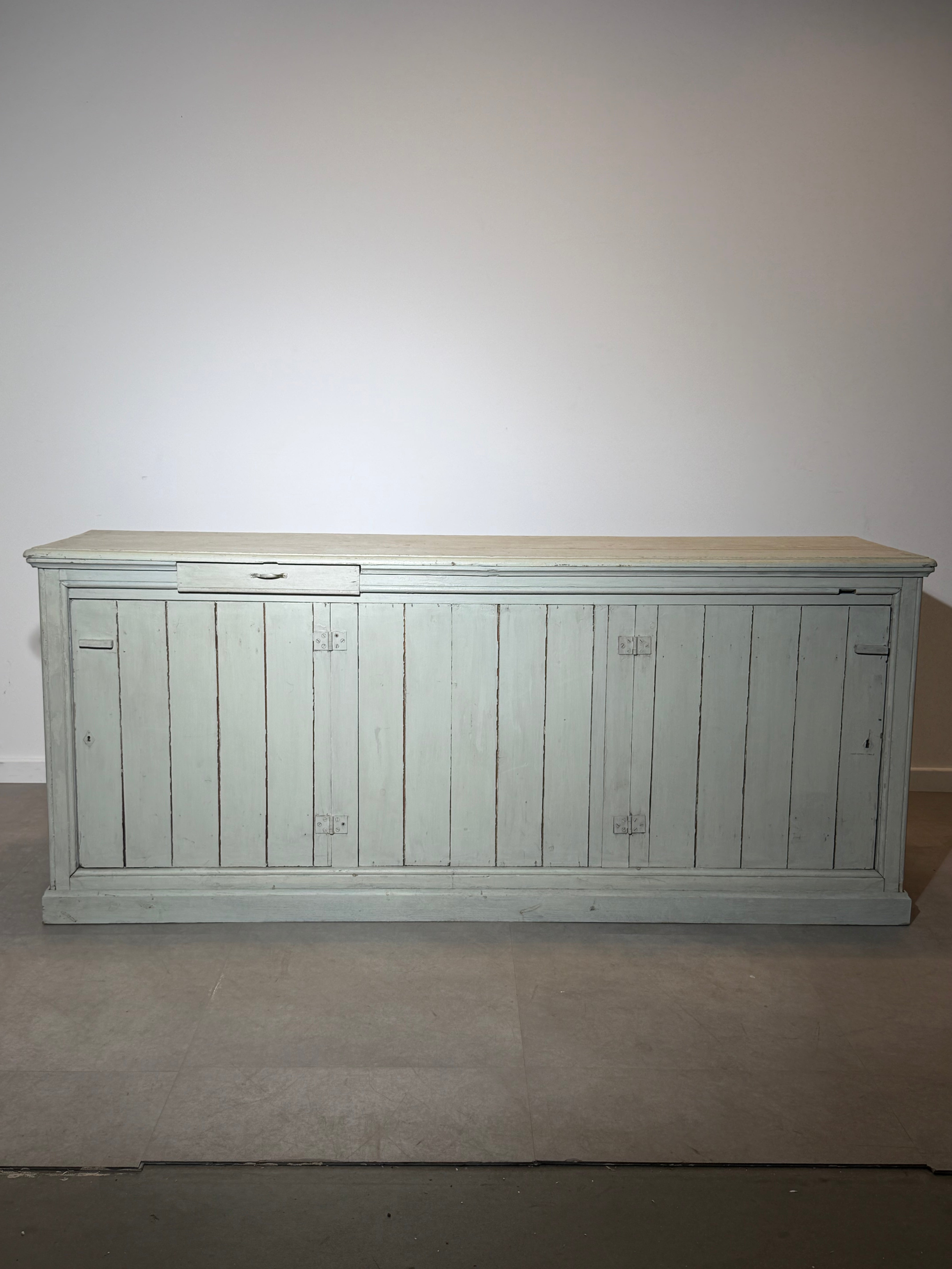 Antique Solid Oak Shop Counter with Glass Display Front