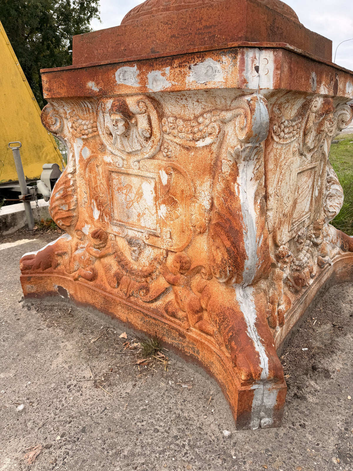 Monumental Cast Iron Garden Urn with Cherubs & Lions. Sold Separately!