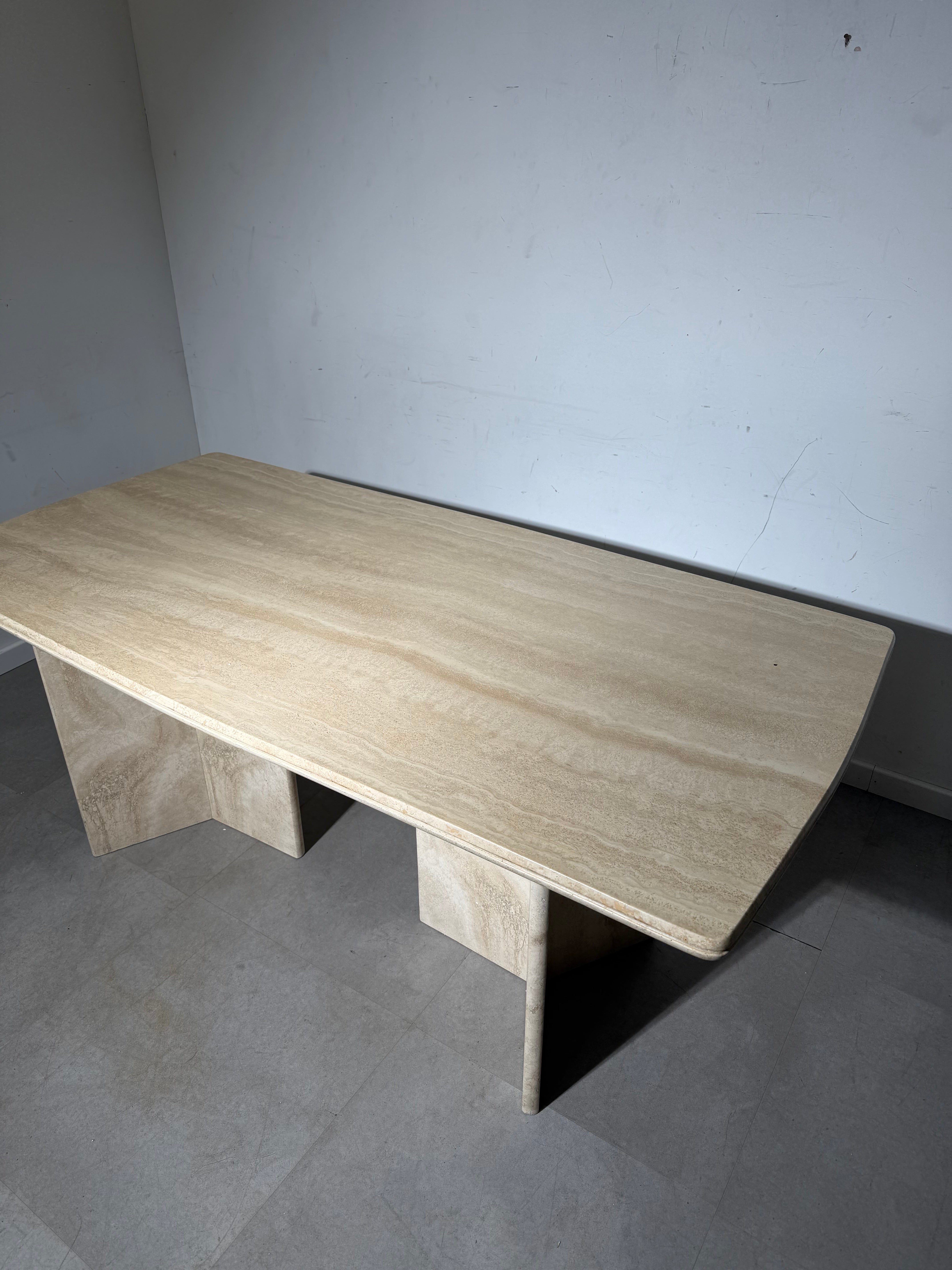 Rectangular Travertine Dining Table — 180 x 90 cm