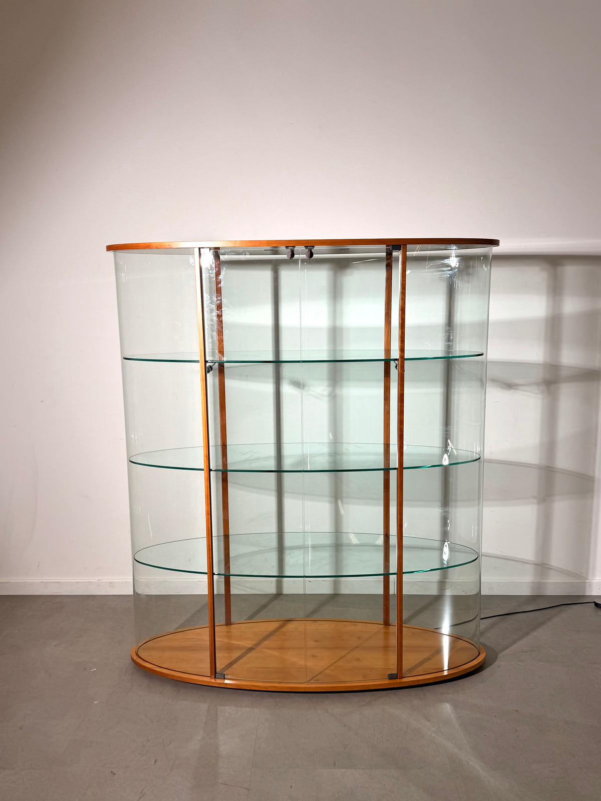 FLAM Italy Curved Glass Display Cabinet with Integrated Lighting