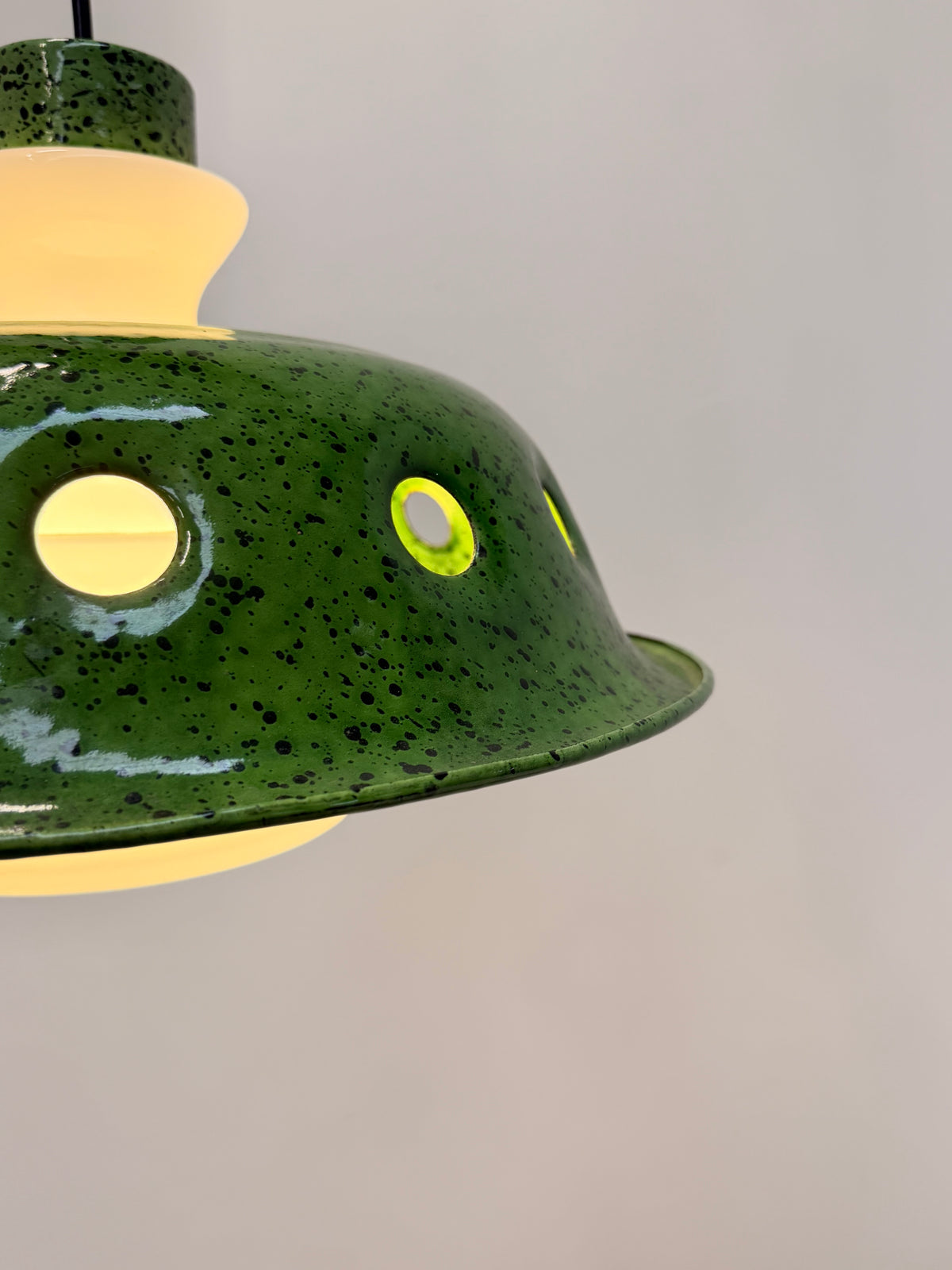 Vintage Green Enamel Pendant Lamp