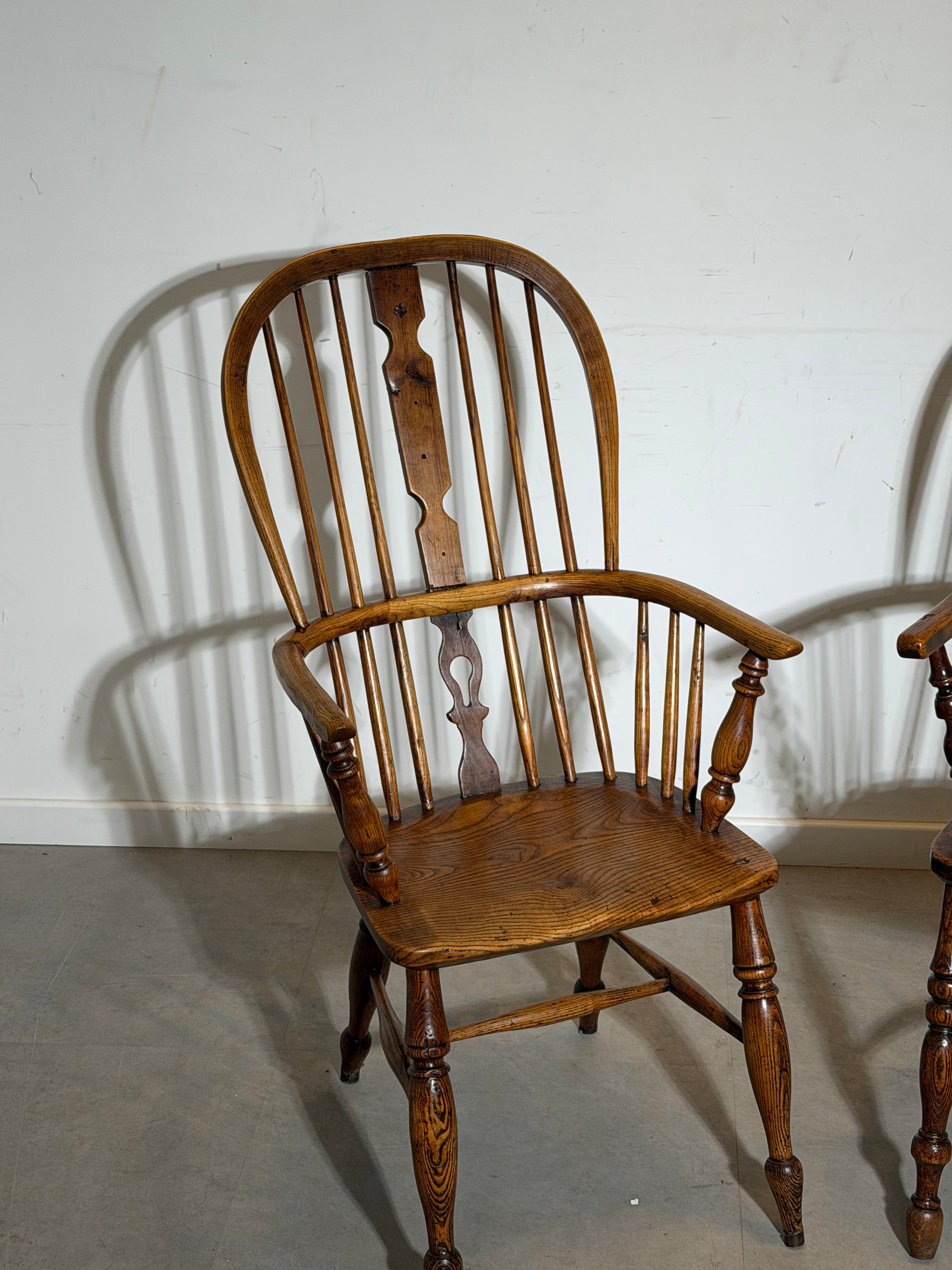 Pair of antique “Windsor” Chairs in solid oak