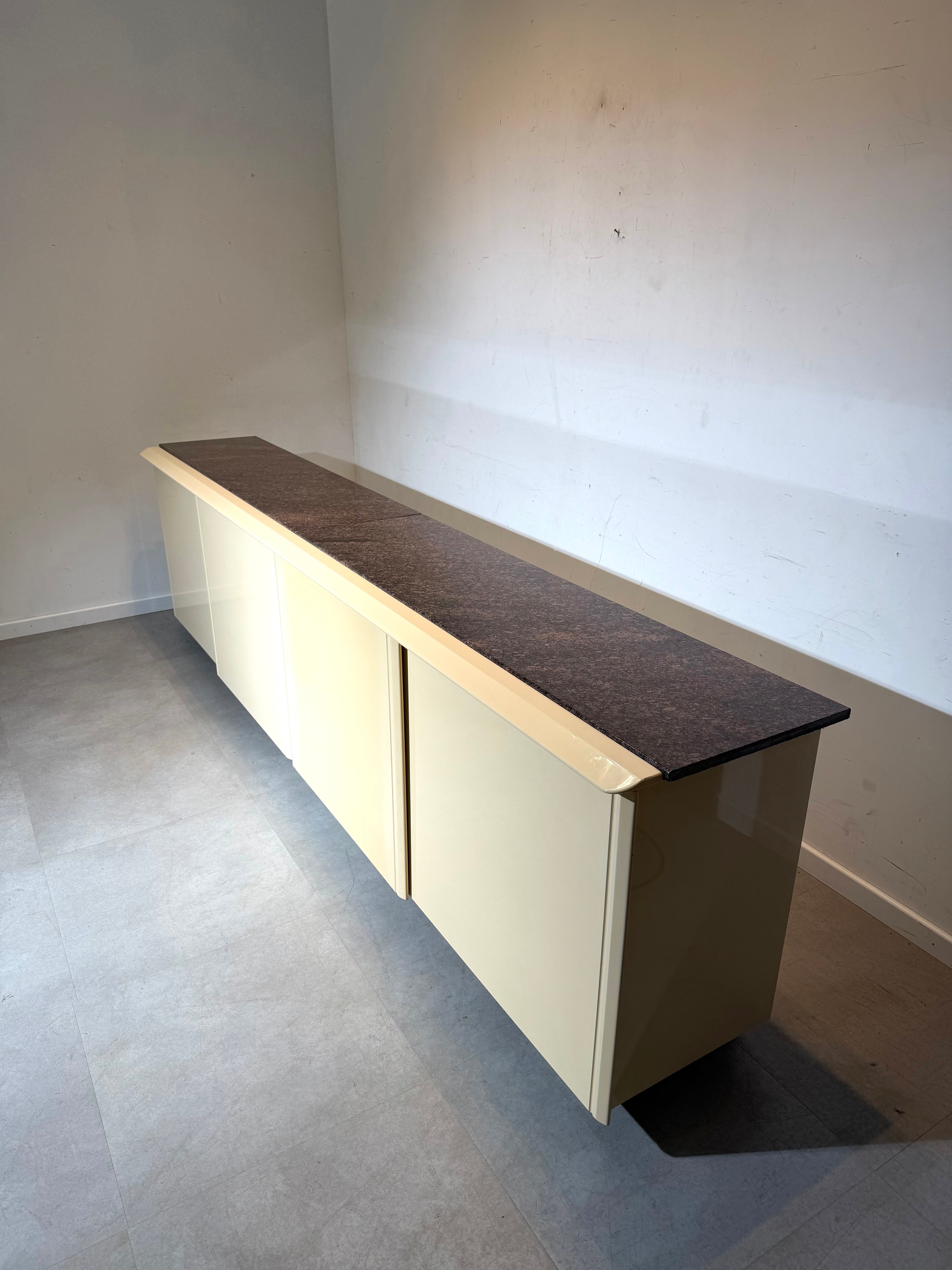 Vintage Cream Sideboard with Brown Stone Top