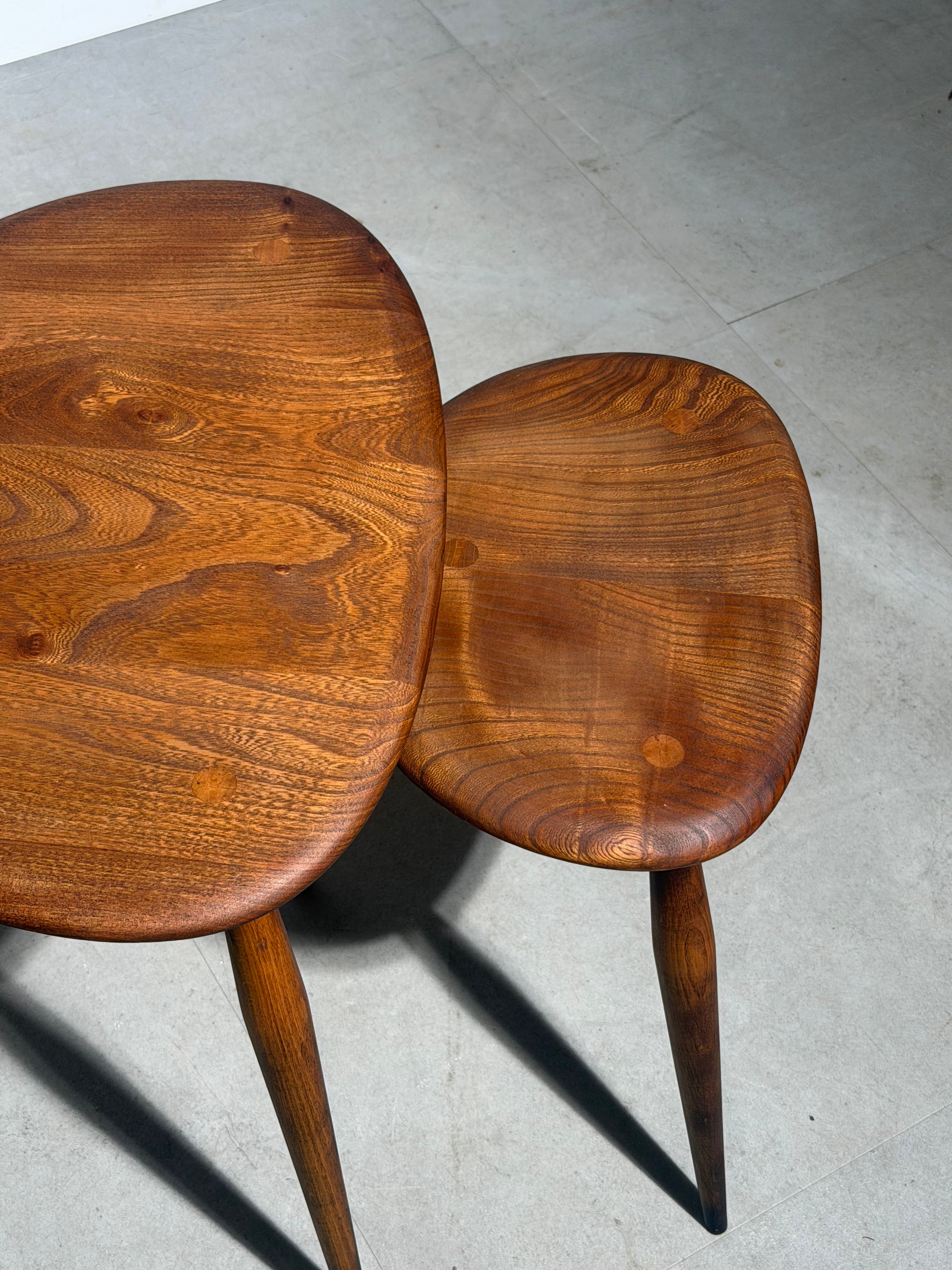 Vintage 1960s Ercol Pebble Nesting Tables – Set of 3