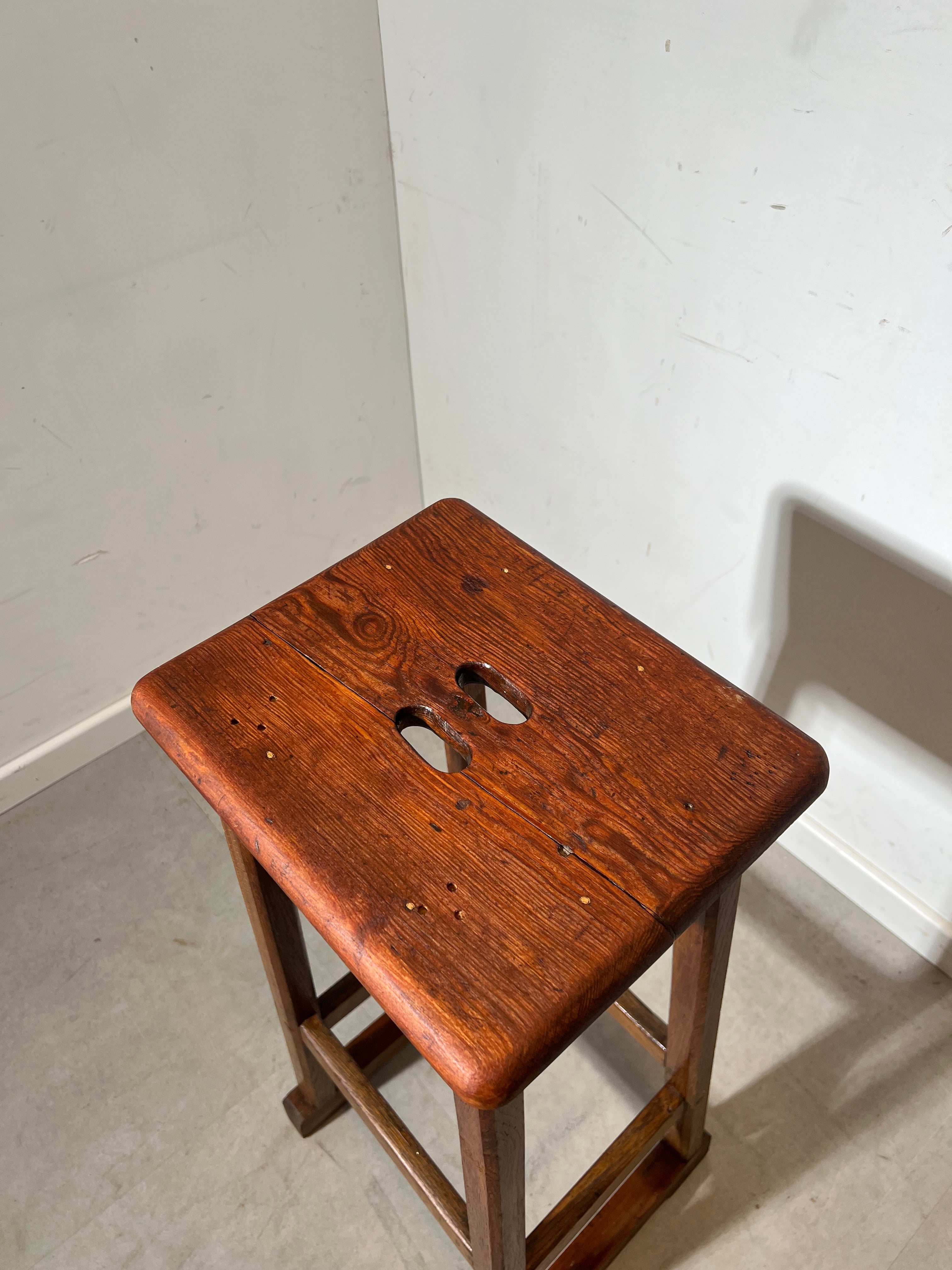 Vintage Wooden Bar Stool – Rustic Solid Wood