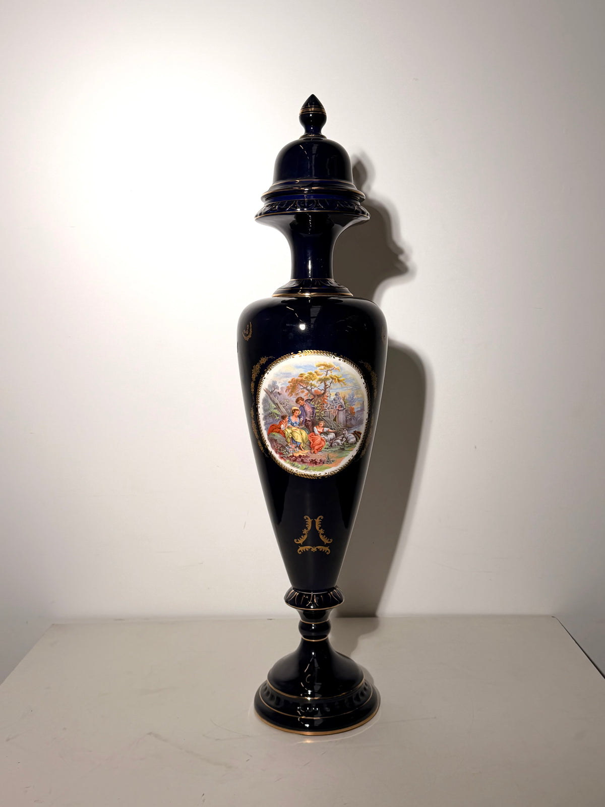 Pair of Large Kobalt Porcelain Lidded Vases