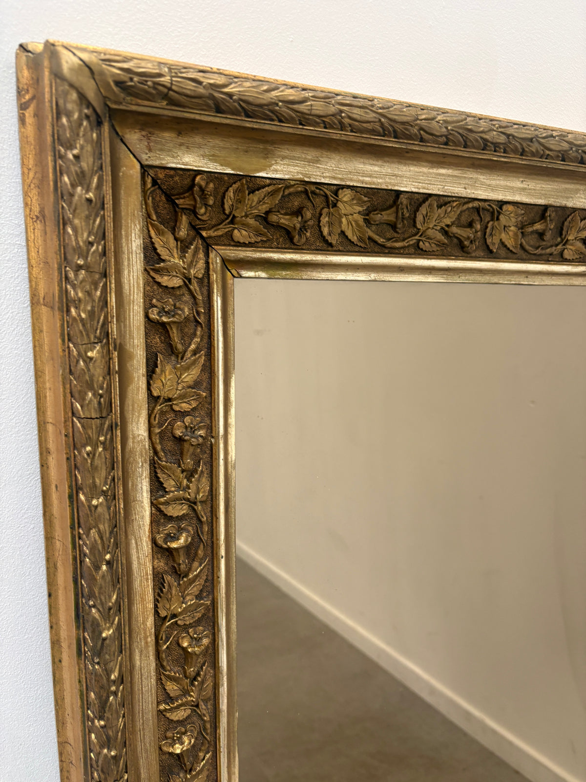 Large Ornate Gold-Tone Mirror with Smoked Glass