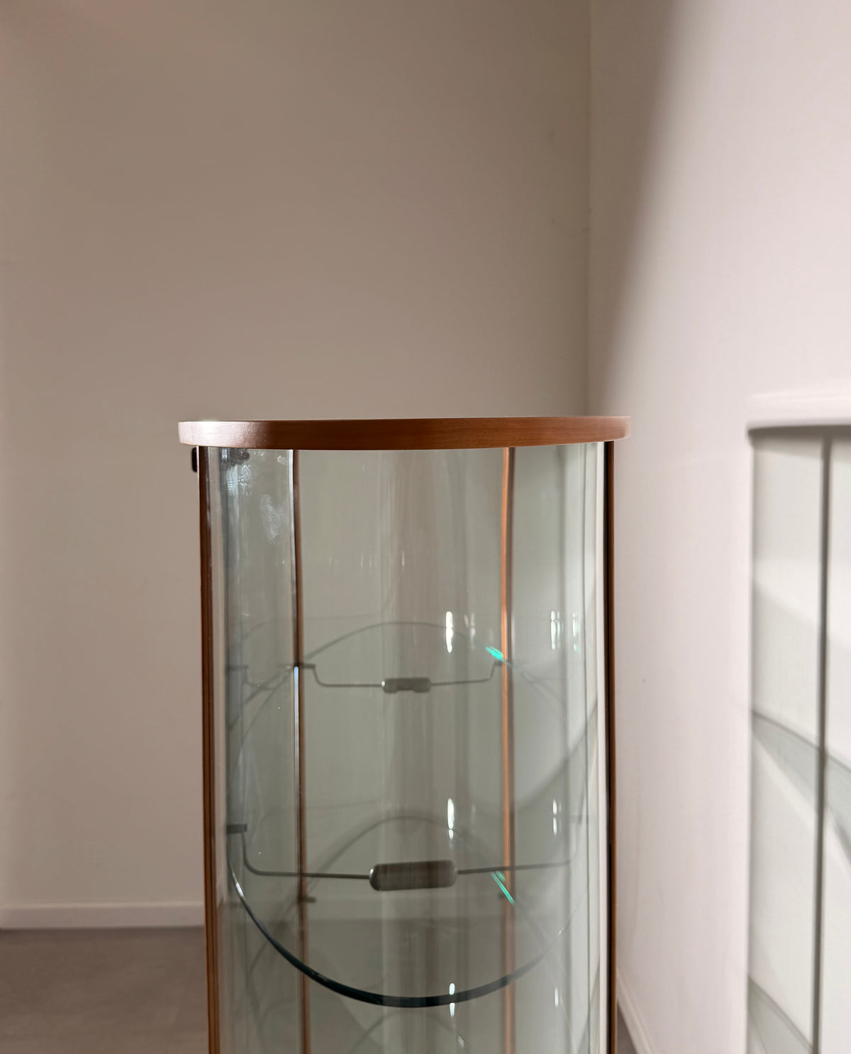 FLAM Italy Curved Glass Display Cabinet with Integrated Lighting