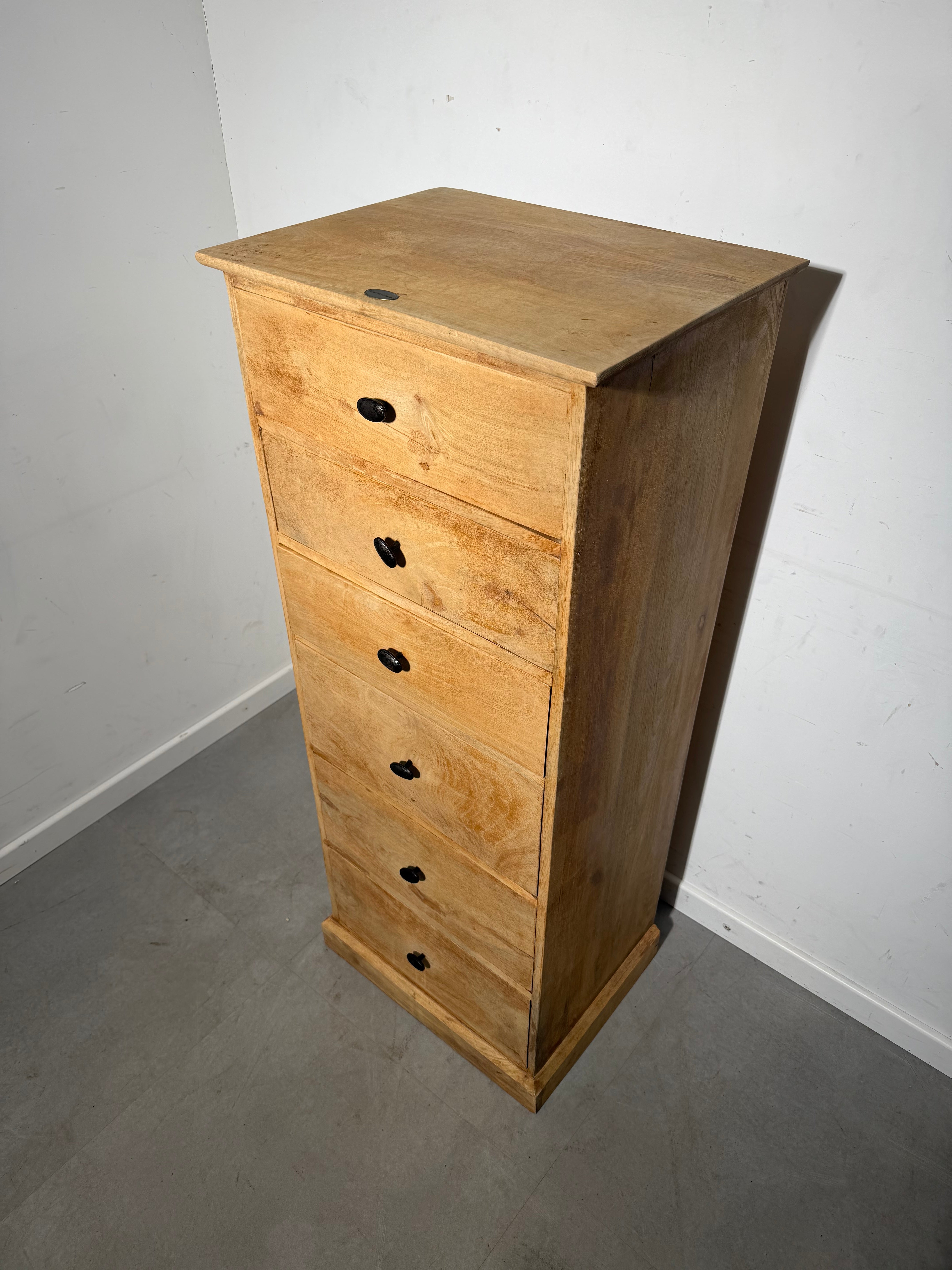 Solid Oak Chest of Drawers – 5 Drawer Storage Cabinet – 130 x 52 x 40 cm