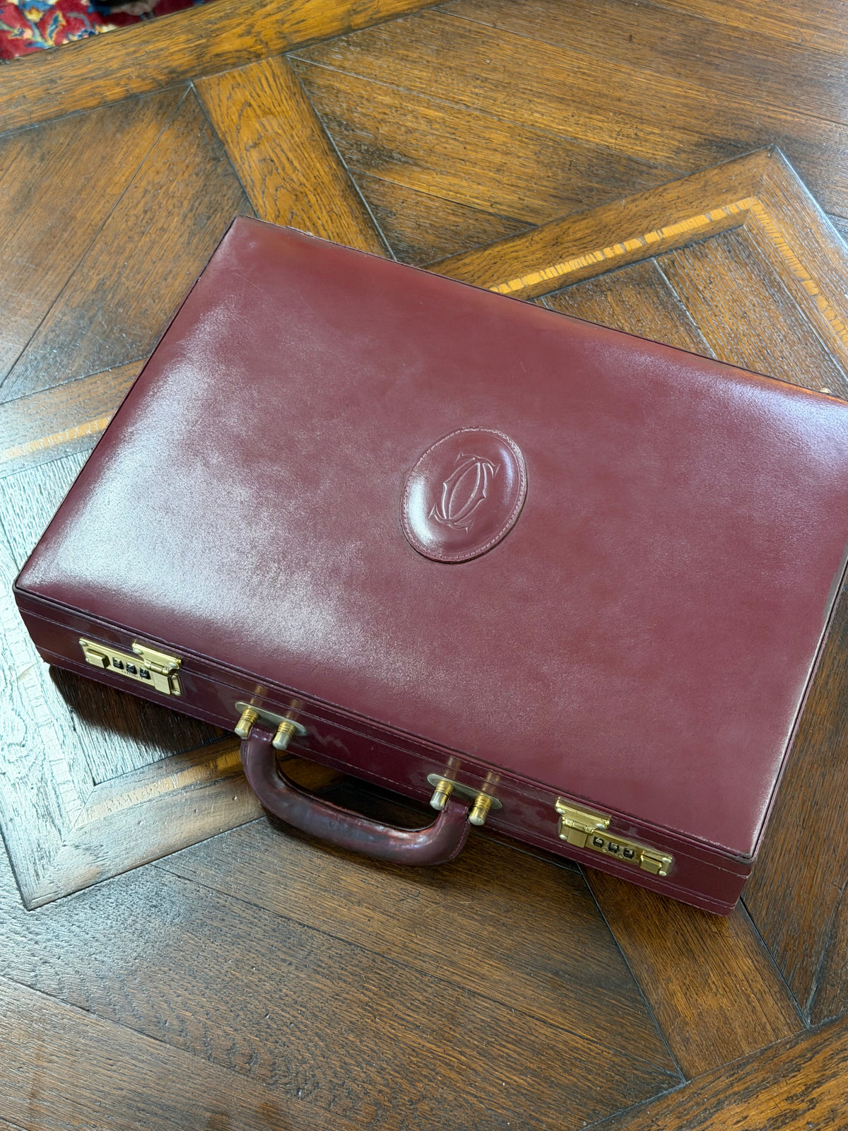 Cartier Paris Burgundy Leather Attaché Case – 46 × 32 × 10 cm