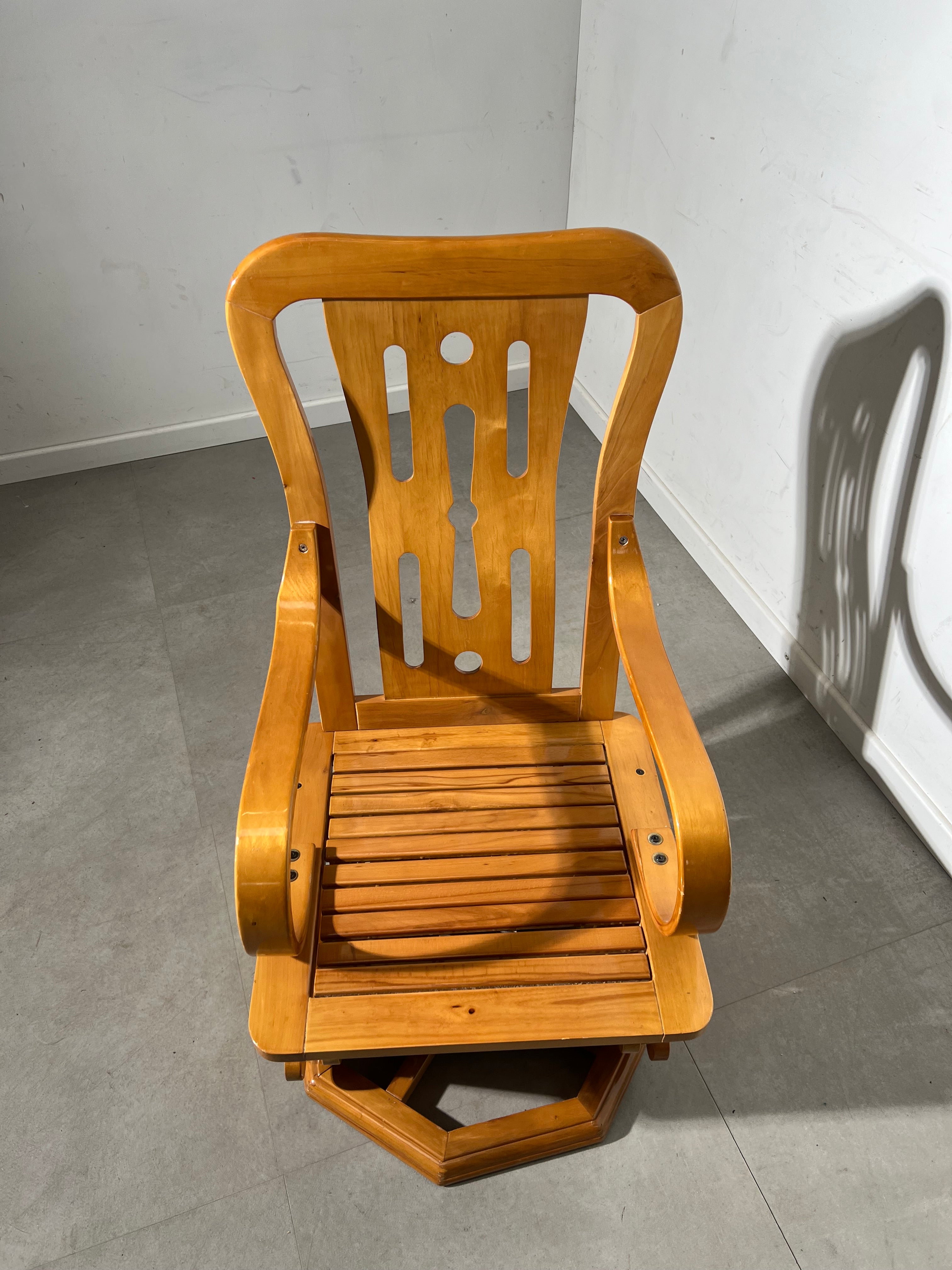 American vintage wooden rocking swivel chair